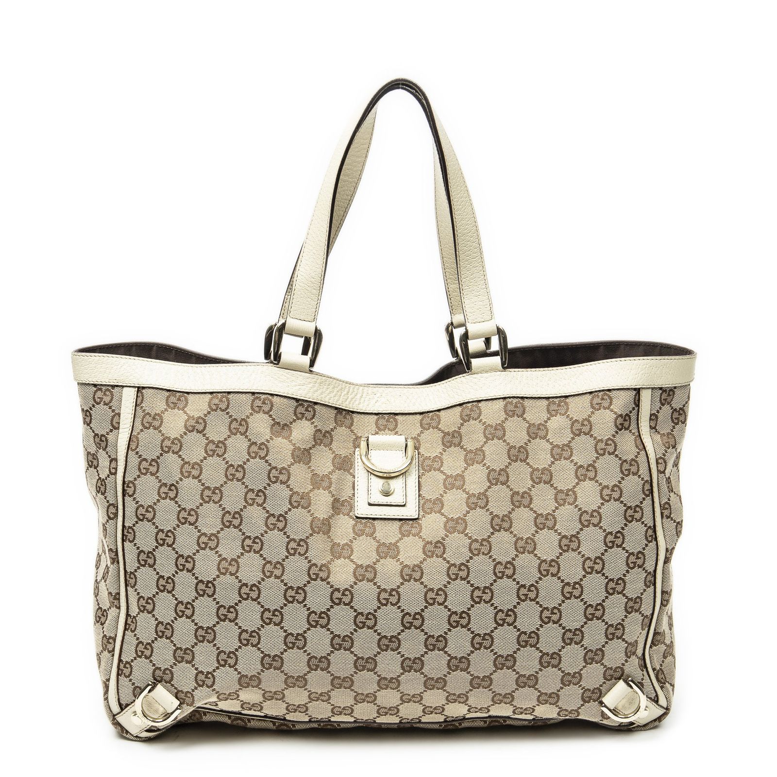 [中古] GUCCI グッチラージ アビー D リング トートベージュ/アイボリーGGキャンバスA