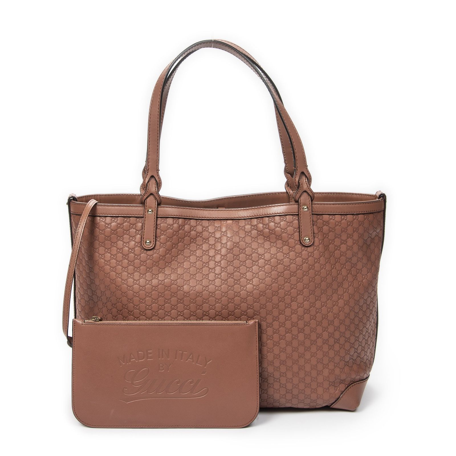 [中古] GUCCI グッチミディアムクラフトトートライトブラウンミクログッチシマレザーA