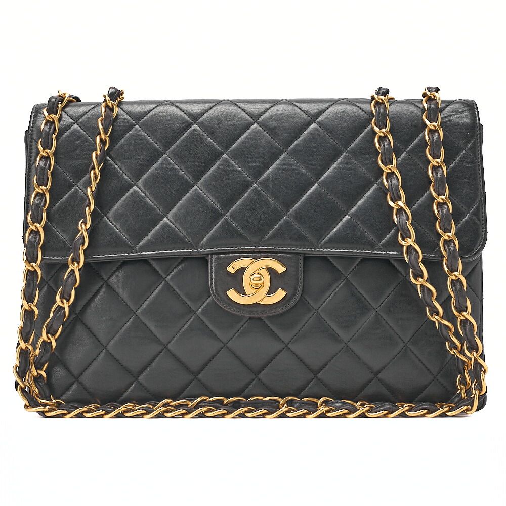 CHANEL シャネル デカマトラッセ 30 チェーンショルダーバッグ ラムスキン 黒（ゴールド金具）レディースバッグ ハイブランド【中古】【送料無料】