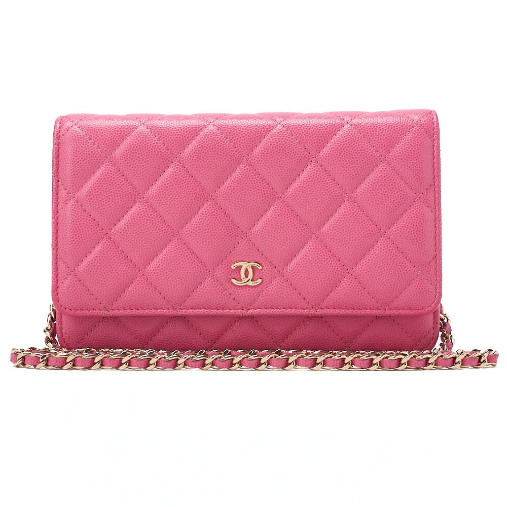 CHANEL シャネルマトラッセ チェーンウォレット キャビアスキン ピンク ゴールド金具 ブランド【中古】【送料無料】