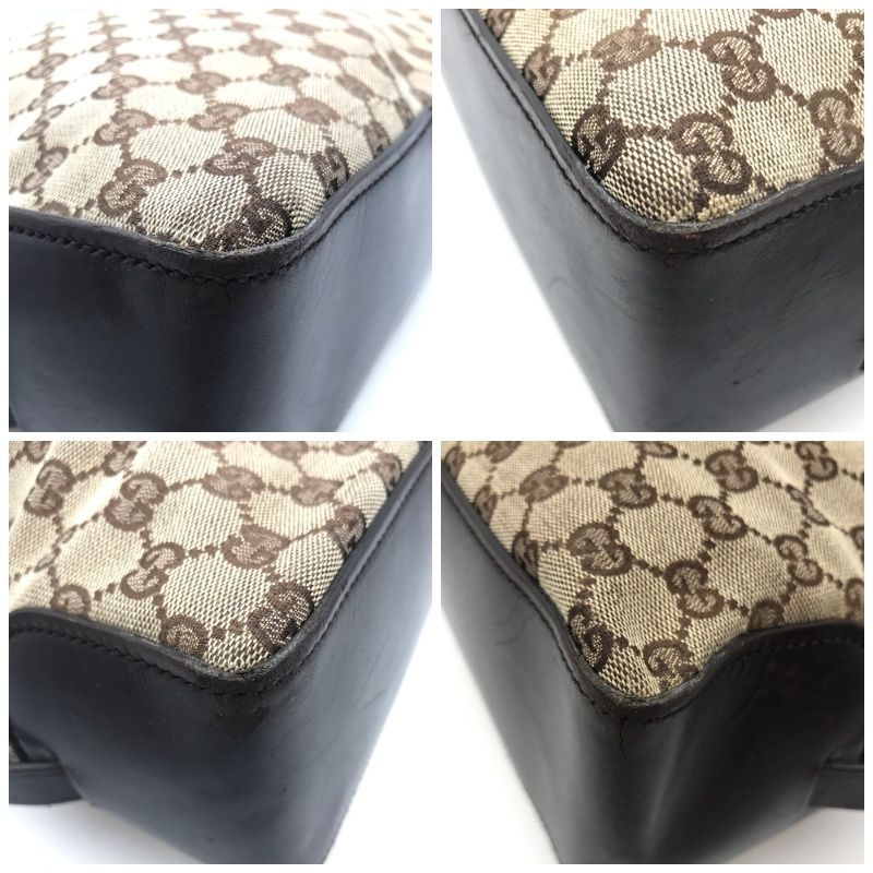 GUCCI グッチ トートバッグ A4収納可 GGキャンバス×レザー ブラウン系