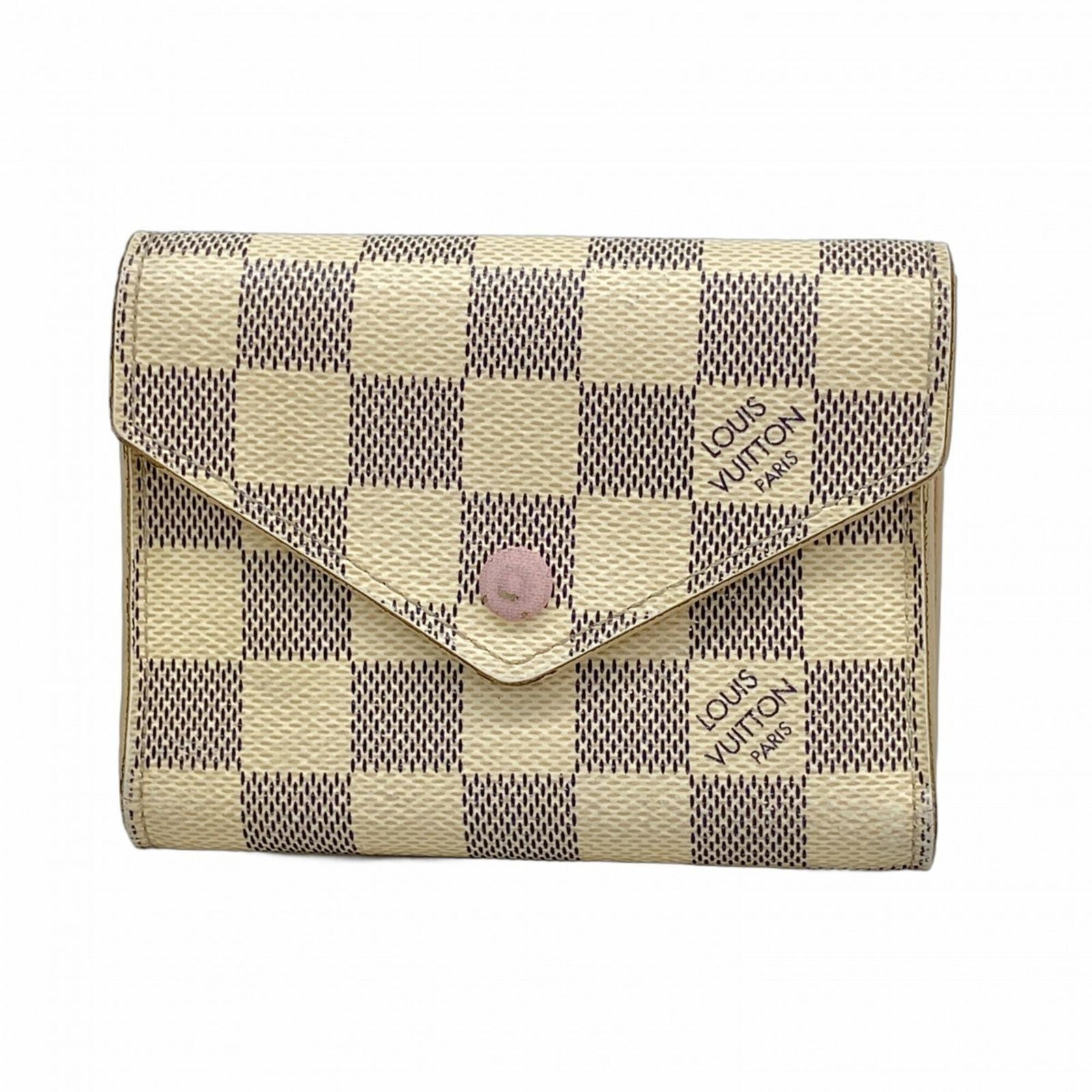 ルイ・ヴィトン(Louis Vuitton) ルイ・ヴィトン 三つ折り財布 ダミエ・アズール ポルトフォイユヴィクトリーヌ N64022 ホワイト ローズバレリーヌレディース