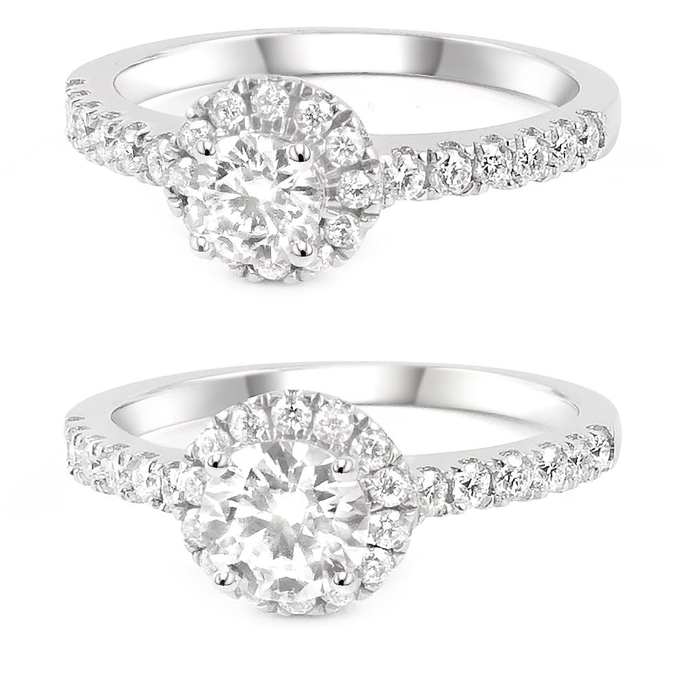 [Takeda Jewelry] プリンセスエタニティリング モアサナイトの輝きが美しい一粒ヘイローリング プラチナコーティングのスターリングシルバー製ハーフエタニティリング 金属アレルギー対応 (10, 0.5)