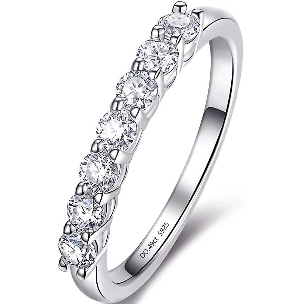 [Takeda Jewelry] ブリリアントハーフエタニティリング 永遠の恋 エタニティリング モアサナイト ハーフエタニティリング 7粒 0.49ct ラウンドカット スターリングシルバー キラキラ (10)