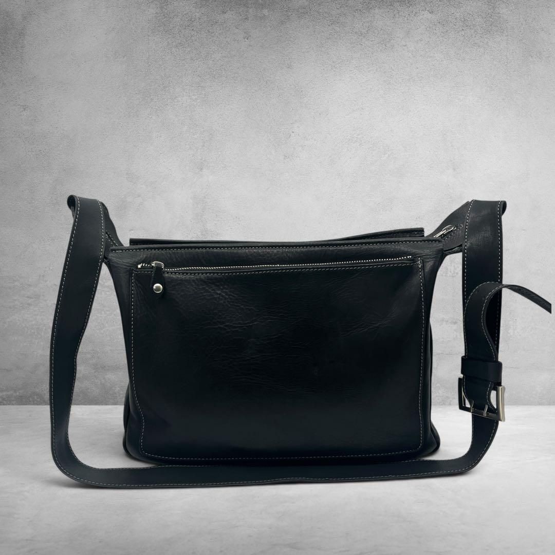 Nori original 本革 ショルダーバッグ A4収納可 オールレザー 黒
