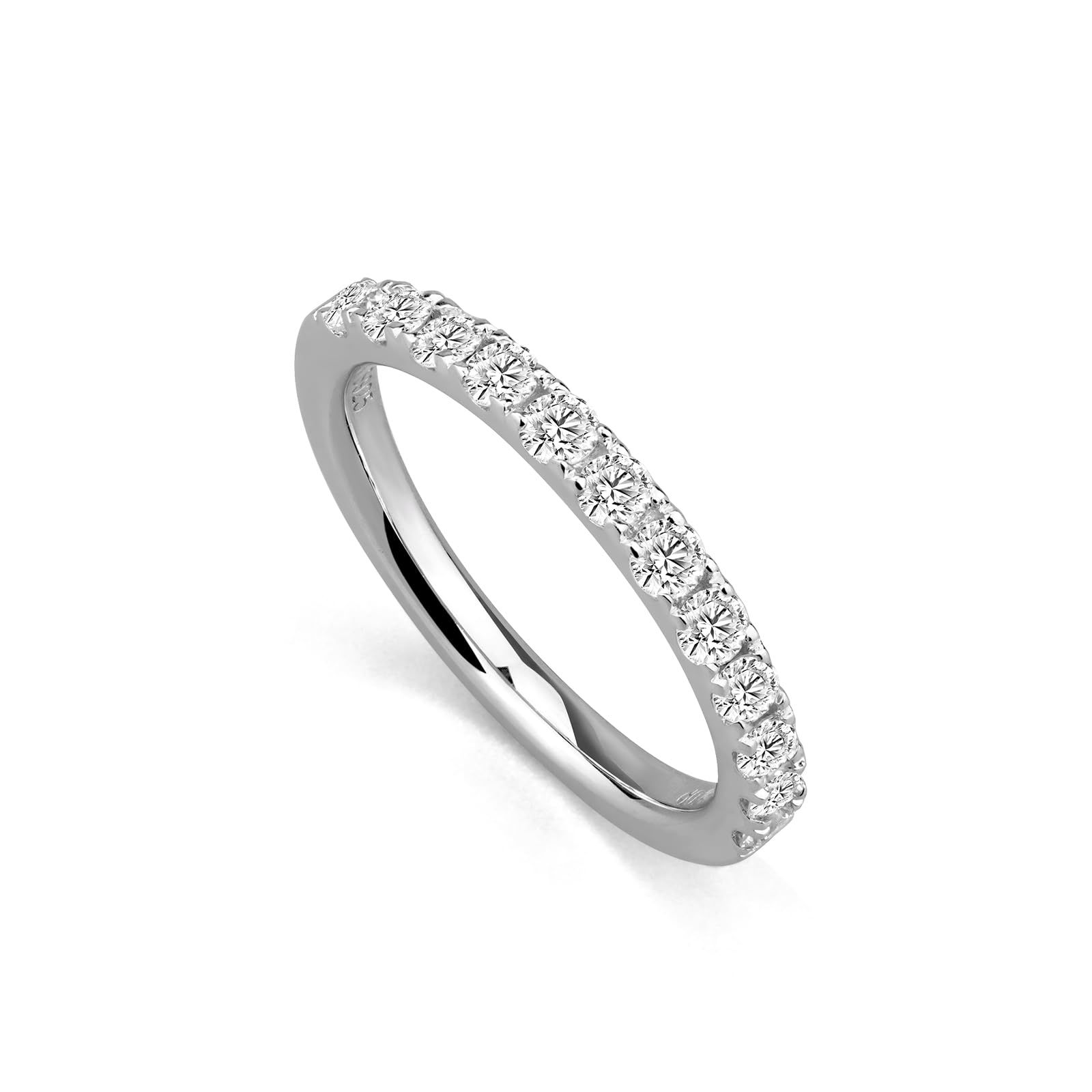[Takeda Jewelry] ラボグロウンダイヤモンド リング 0.46カラット 12石使用 天然ダイヤモンドと同一成分・同一硬度で不純物のない高純度 高級シルバー925製 ハーフエタニティリング レディース プレゼント ギフト 記念日用 ジュエリー (1