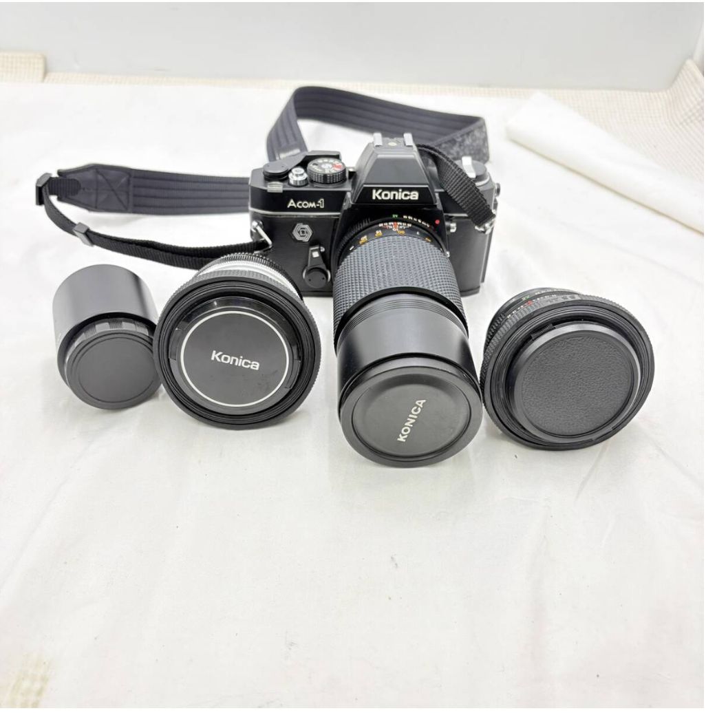 【送料無料】希少Konica一眼レフセット Acom-1 HEXANON AR 28mm 40mm F1.8 200mmレンズ付 ジャンク
