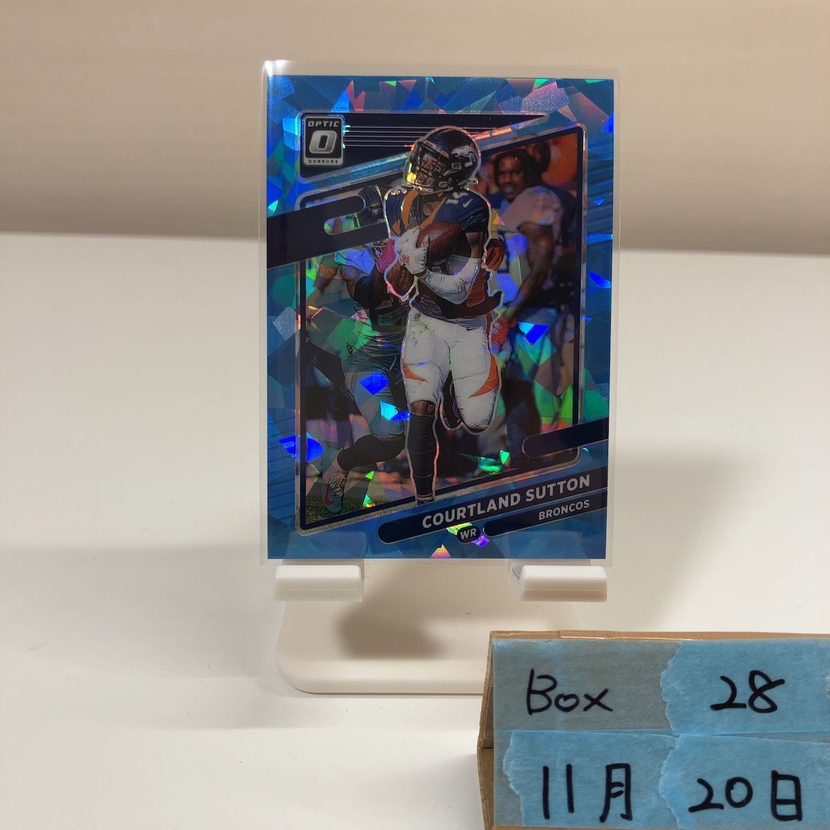 2021 Panini Courtland Sutton 06/15 Denver Broncos Donruss Optic Blue Cracked Ice Prizm カード