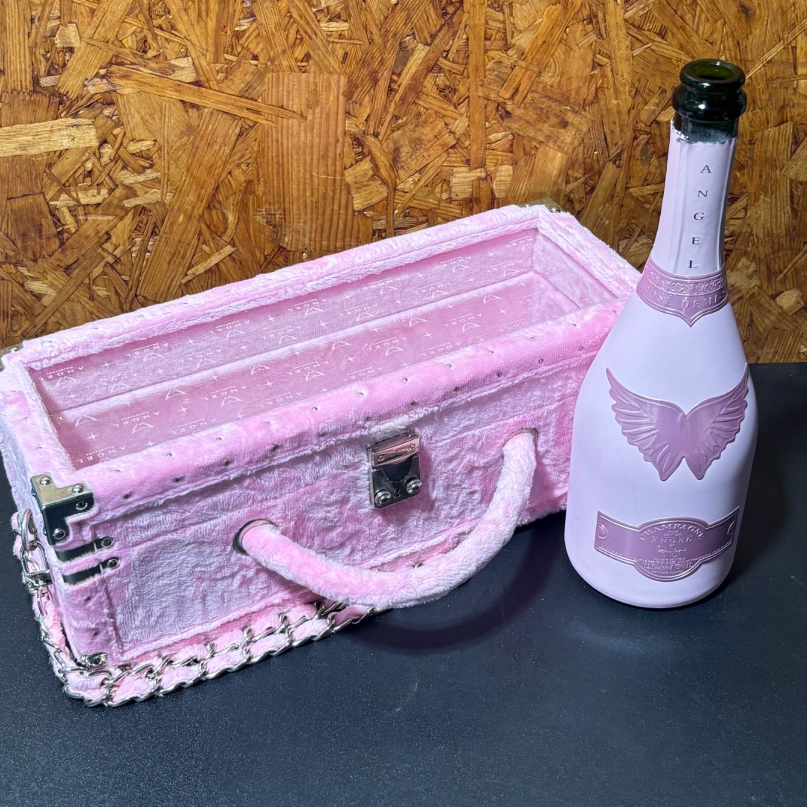 ANGEL エンジェル シャンパン ドゥミセック ケース ピンク 限定　空き瓶 飲料・酒 ANGEL エンジェル シャンパン ドゥミセック ケース ピンク