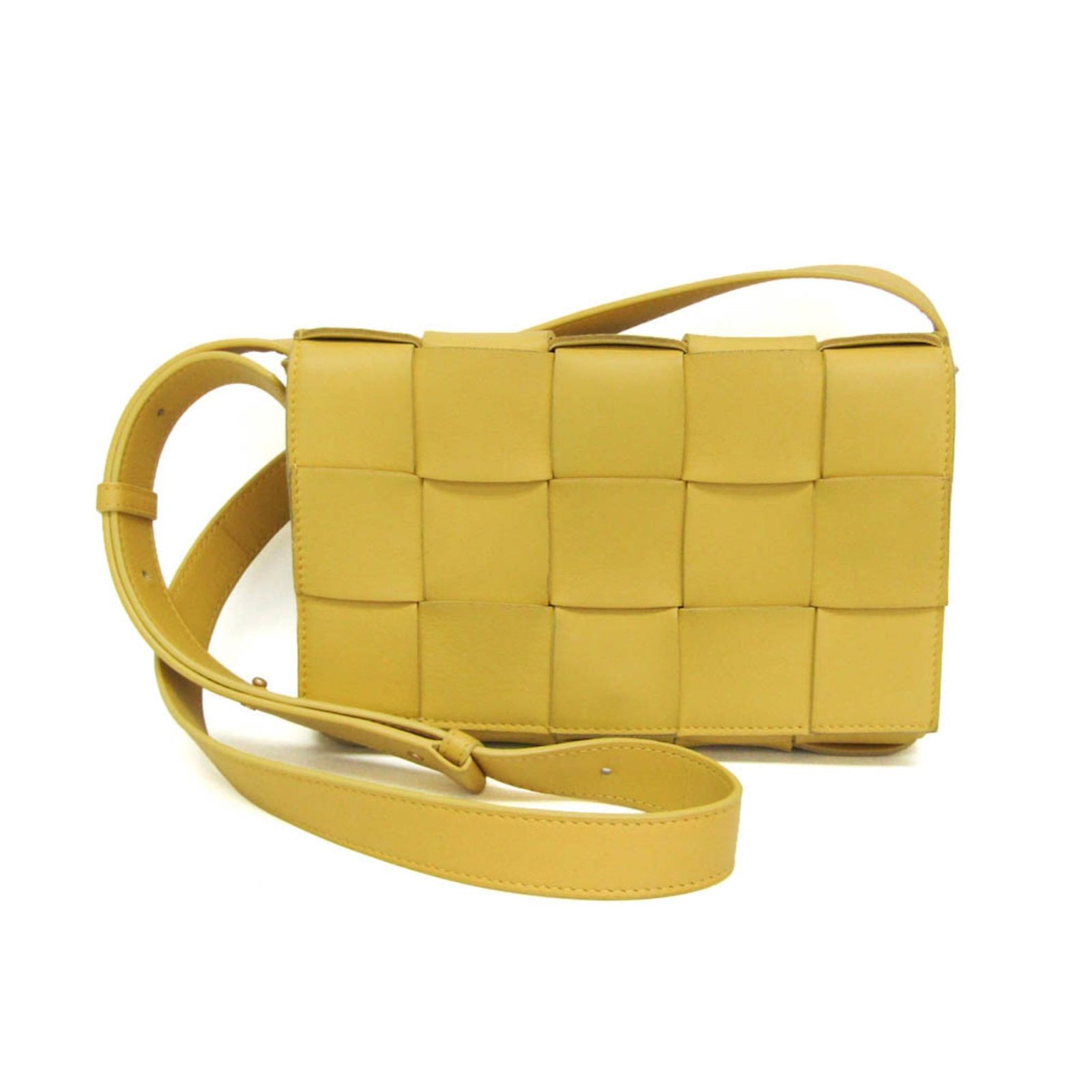 ボッテガ・ヴェネタ(Bottega Veneta) イントレチャート カセット 578004 レディース レザー ショルダーバッグ イエロー