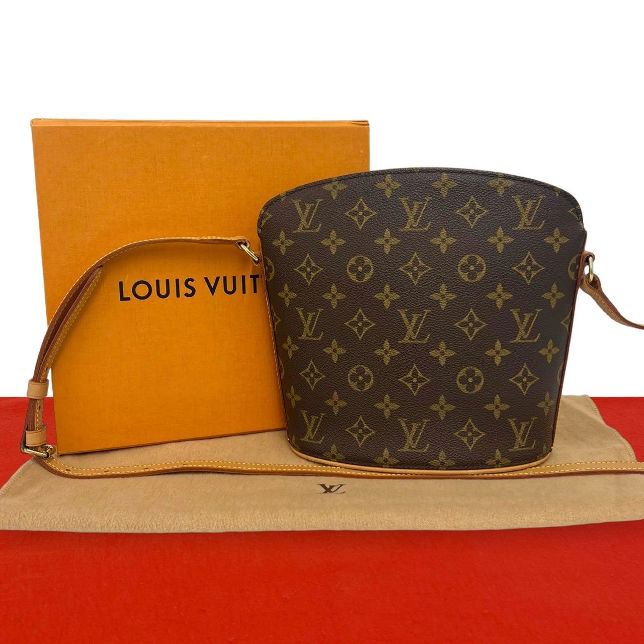 極 美品 箱 袋付き LOUIS VUITTON ルイヴィトン ドルーオ モノグラム レザー 本革 ミニ ショルダーバッグ サコッシュ ブラウン 118-5