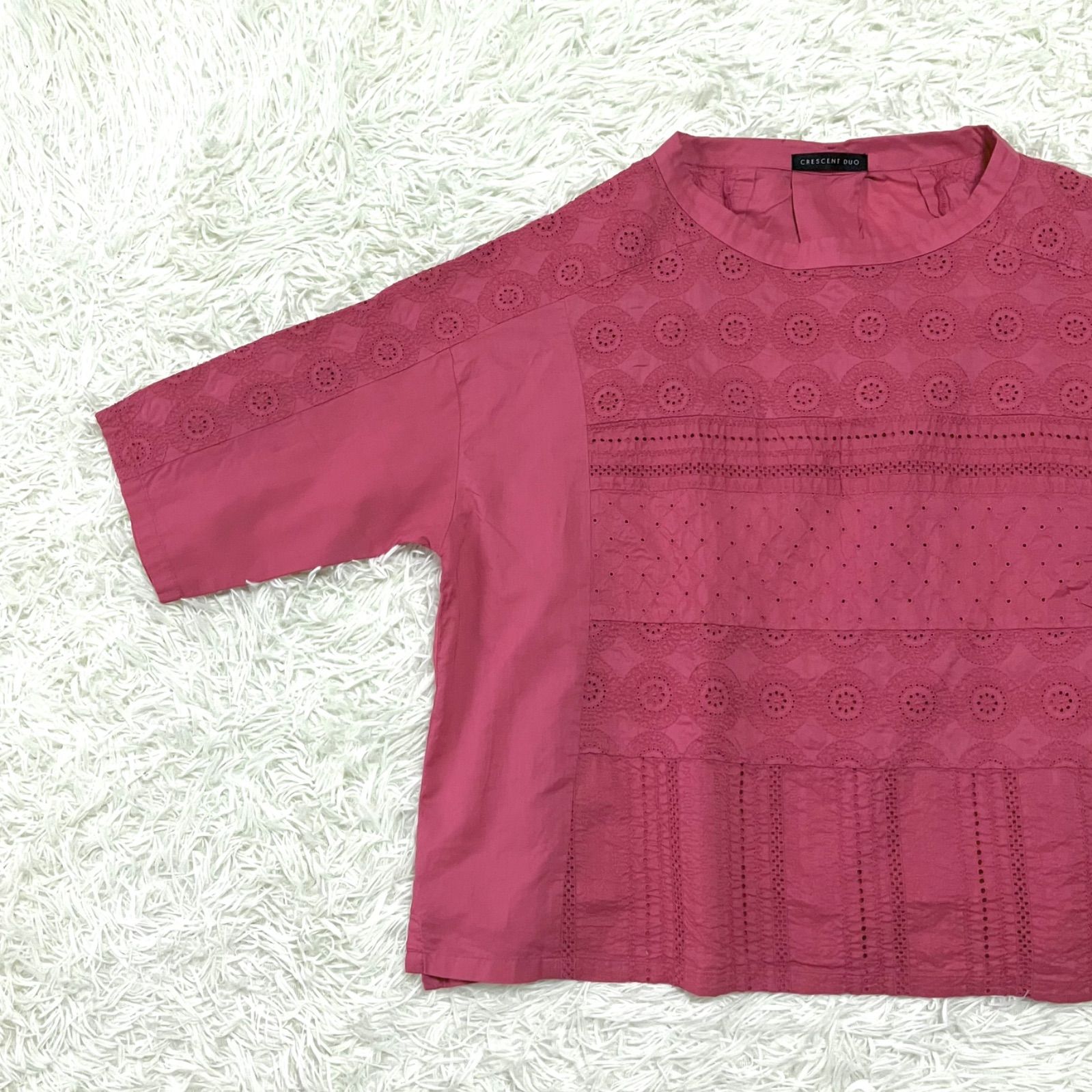 CRESCENT DUO コットンレースのプルオーバー コットンブラウス レース