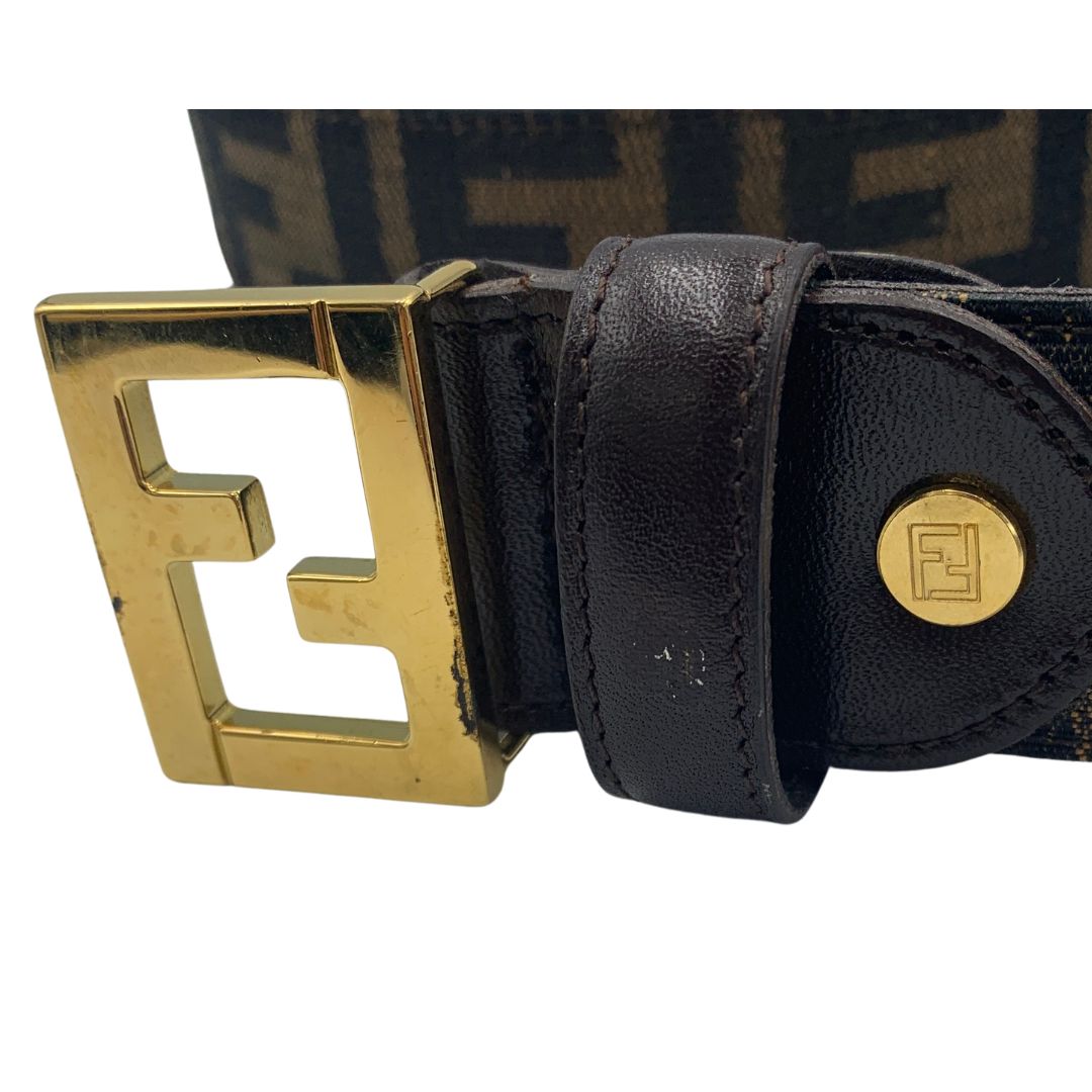 Fendi フェンディ ベルト FFズッカ柄 ゴールド金具 ビンテージ メンズ