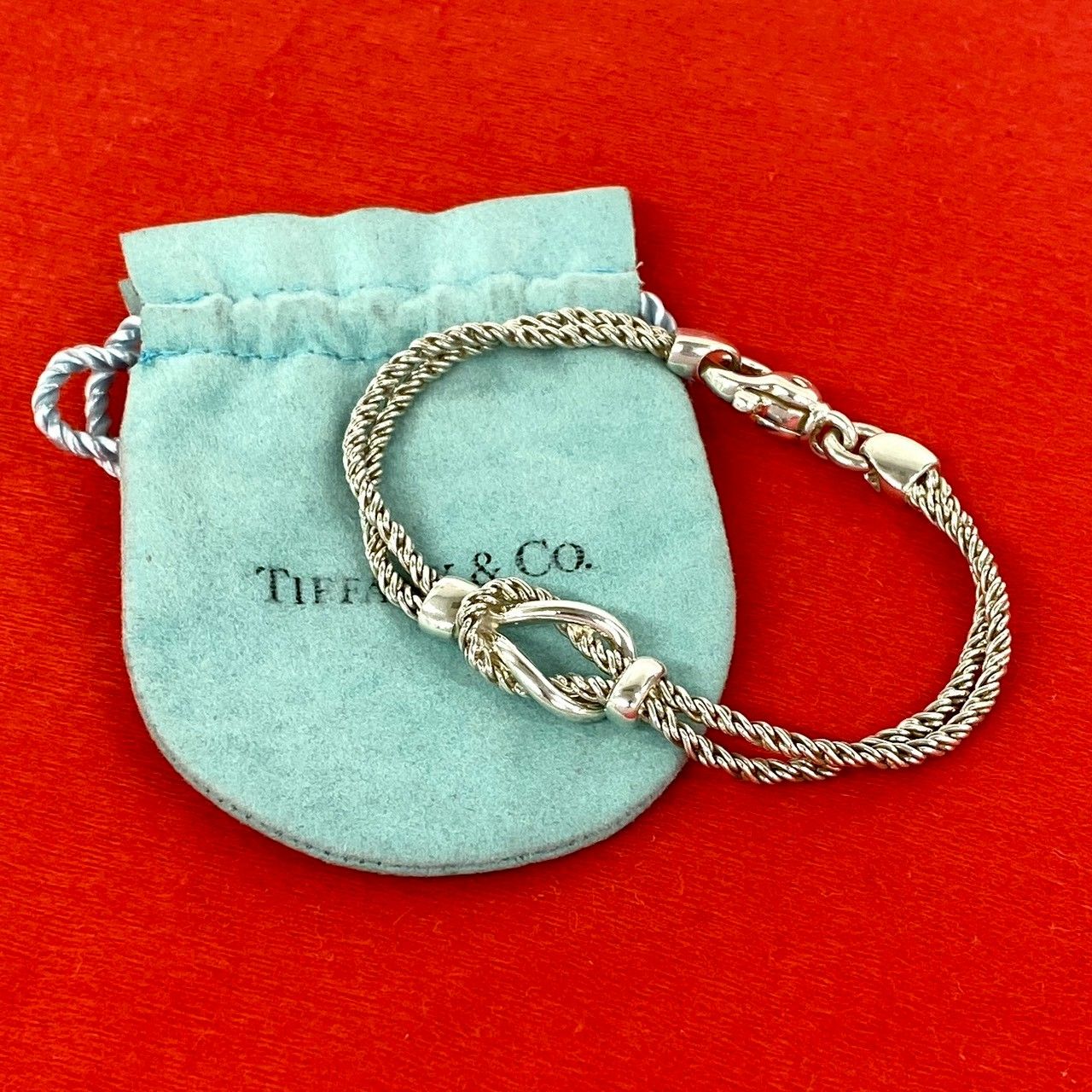 極 美品 袋付き TIFFANY&Co. ティファニー ダブルロープ センター