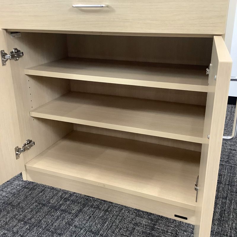 中古 食器棚 オカムラ 木製 オフィスキッチン 幅800×奥行450×高さ920mm 