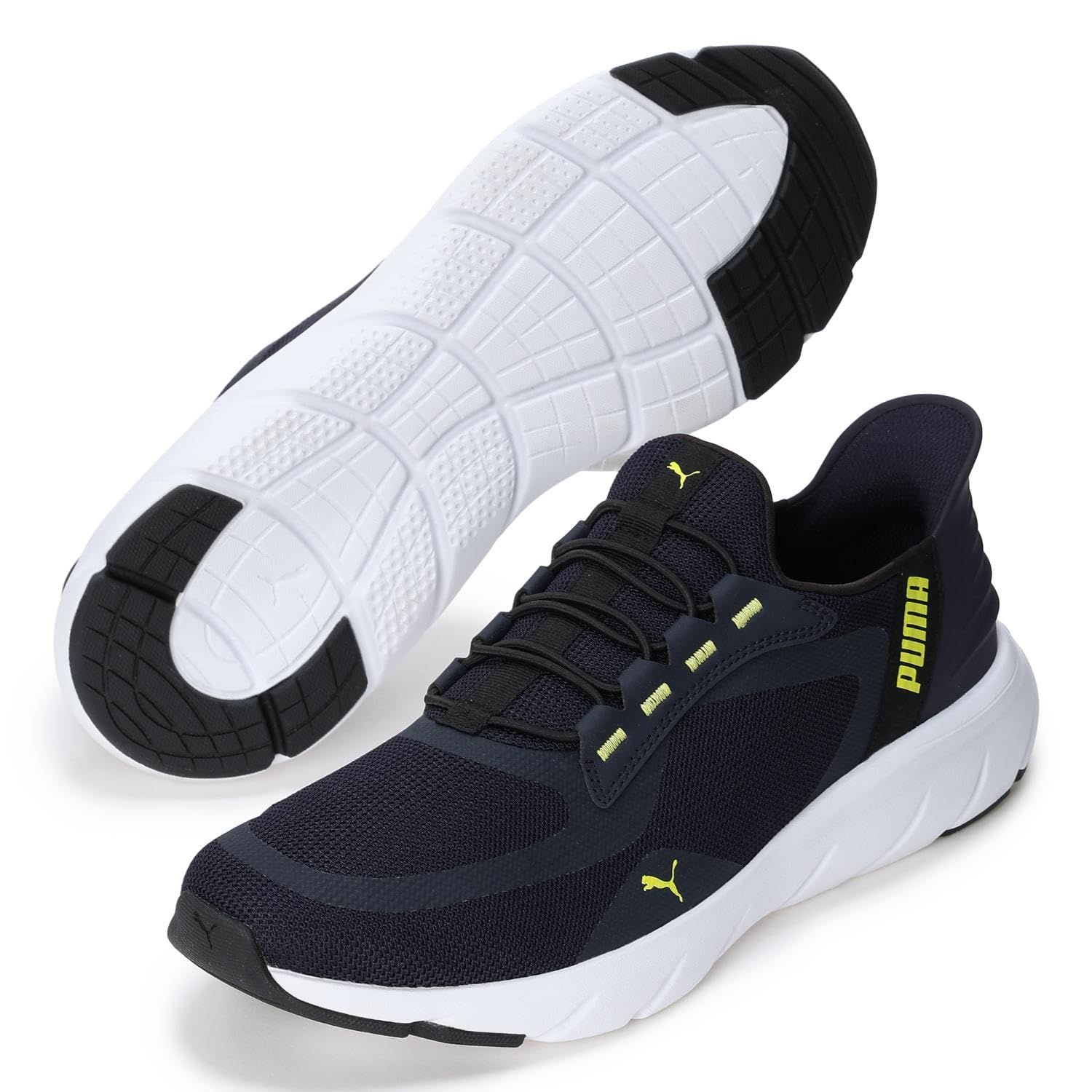 [プーマ] SOFTRIDE フレックス レース EASE IN ALT ワイド_31199608_265 [26年春夏カラー New Navy/Lux Lime/PUMA Black(08)] [26.5 cm]