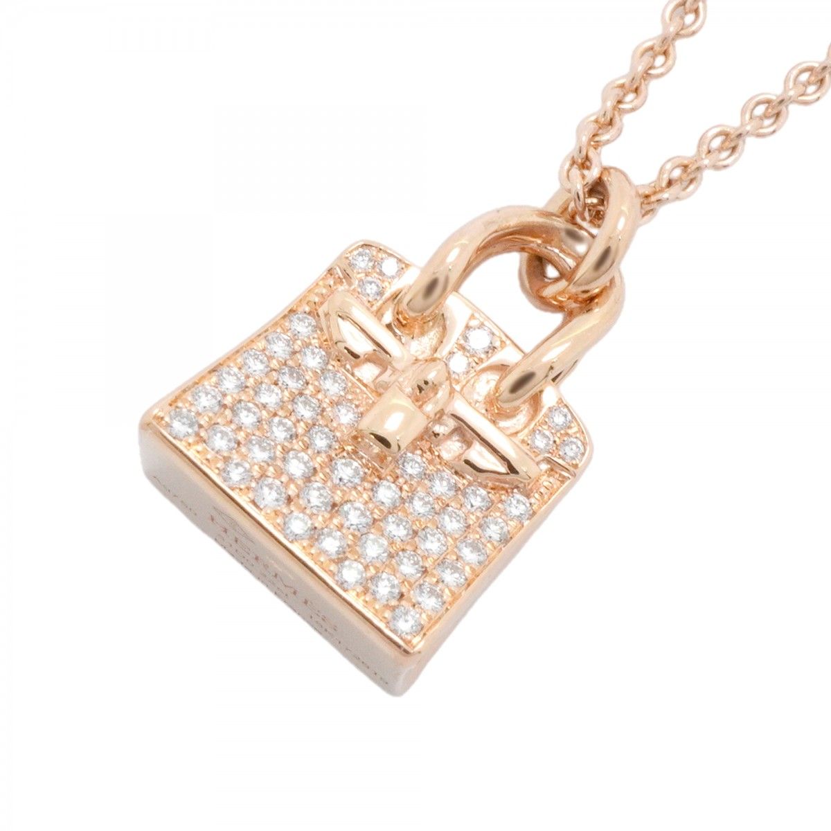 【6jfb0574】エルメス ネックレス アミュレット/バーキン K18PG ピンクゴールド ダイヤモンド【中古】レディース