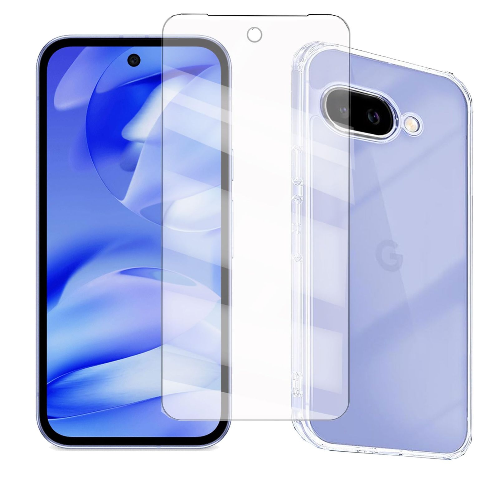 1+1】 for Google Pixel 9a ガラスフィルム+ケース クリア ガラス 