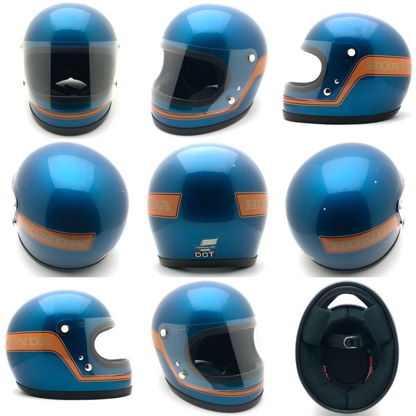 【装飾品・公道不可】BHVシールド付 SHOEI HONDALINE HAWK BLUE METALLIC 58cm 【海外直輸入中古品】フルフェイスヘルメット 族ヘル オンロード ホンダラインホーク ブルー 青色 メタリック Mサイズ