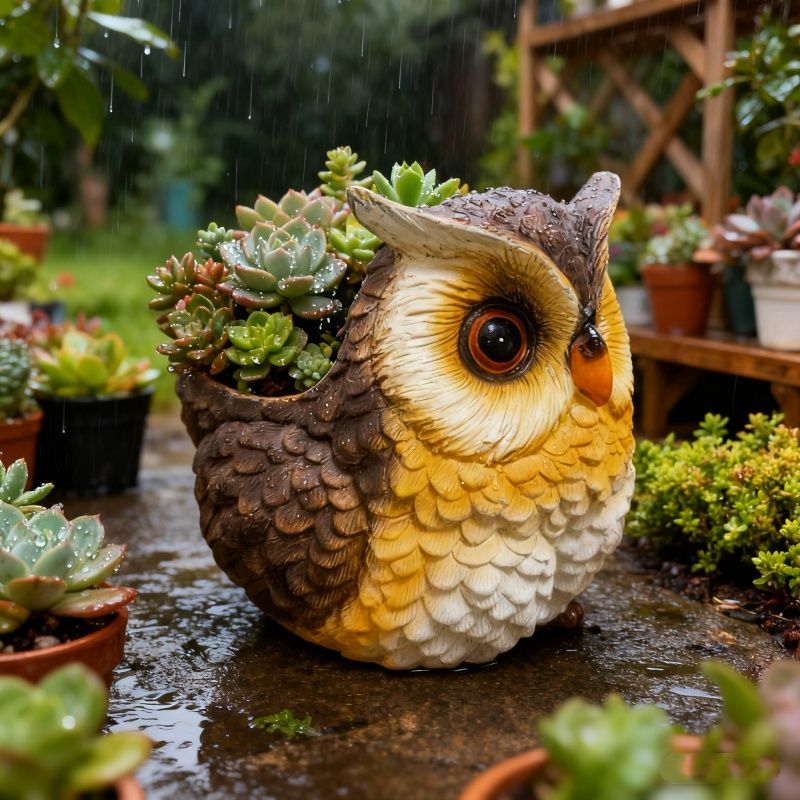 鉢植え 植木鉢 プランター プラントポット フラワーポット ガーデニング 樹脂 屋内 室内 インテリア 玄関 フクロウ ふくろう 多肉植物 サボテン ユニーク 可愛い