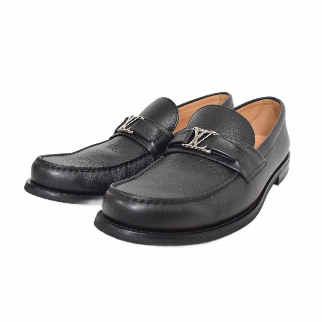 ルイヴィトン LOUIS VUITTON メジャー ローファー LVロゴ レザー 8.5 黒 ブラック 1AH753 ☆AA★