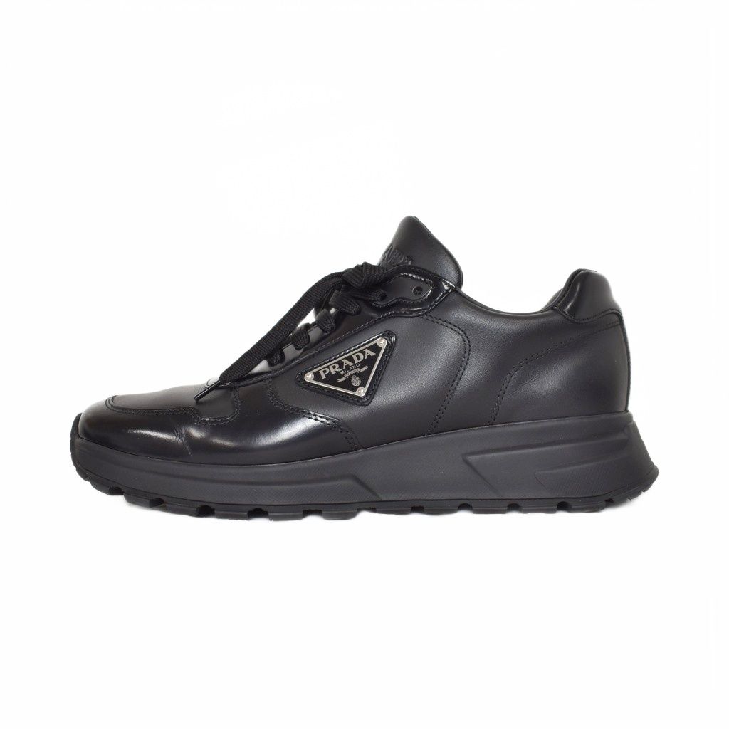 プラダ PRADA PRAX スニーカー ローカット ロゴプレート 7 黒 ブラック