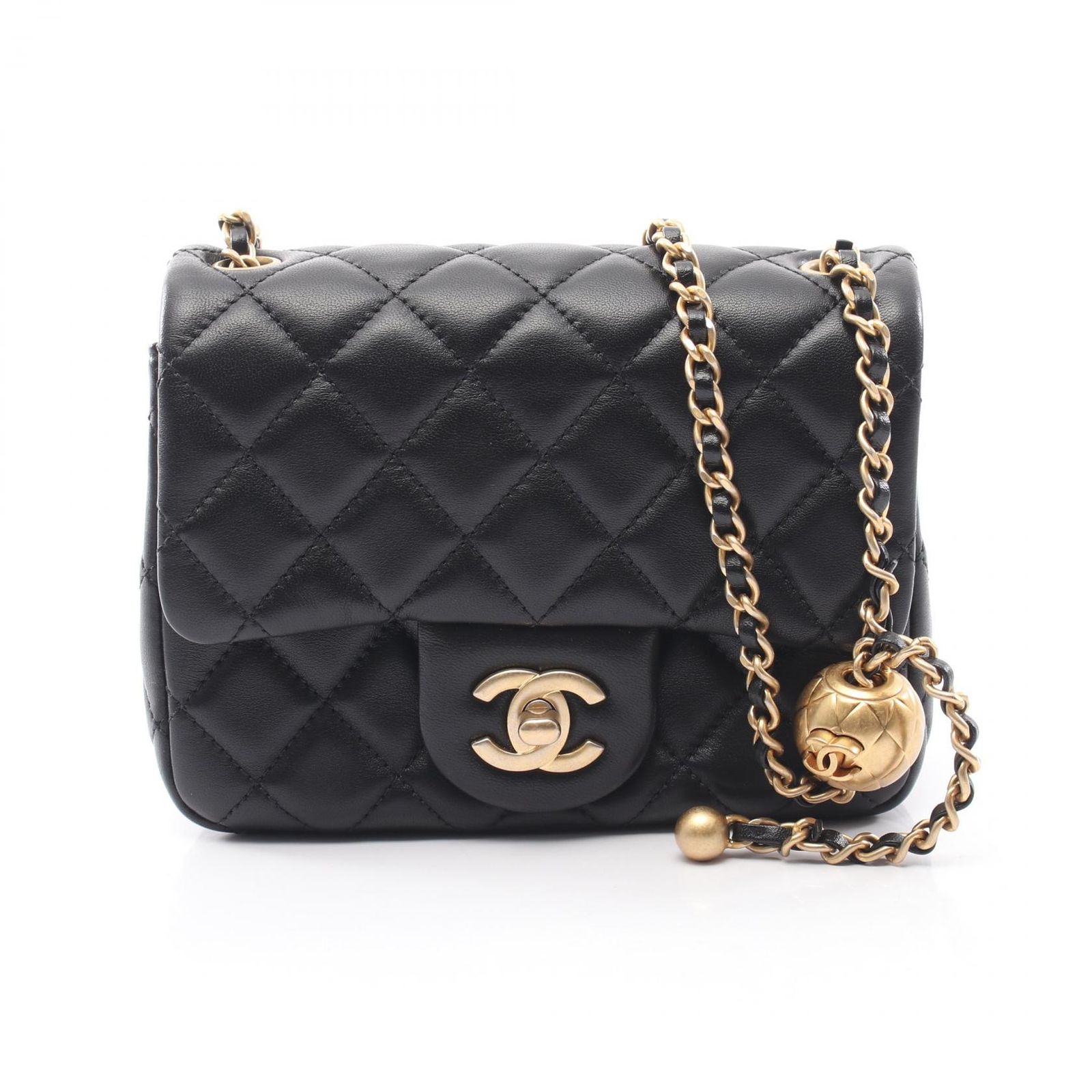 シャネル CHANEL ショルダーバッグ ミニマトラッセ ブラック ラムスキン（羊革） ミニマトラッセ チェーンショルダー レディース Used A