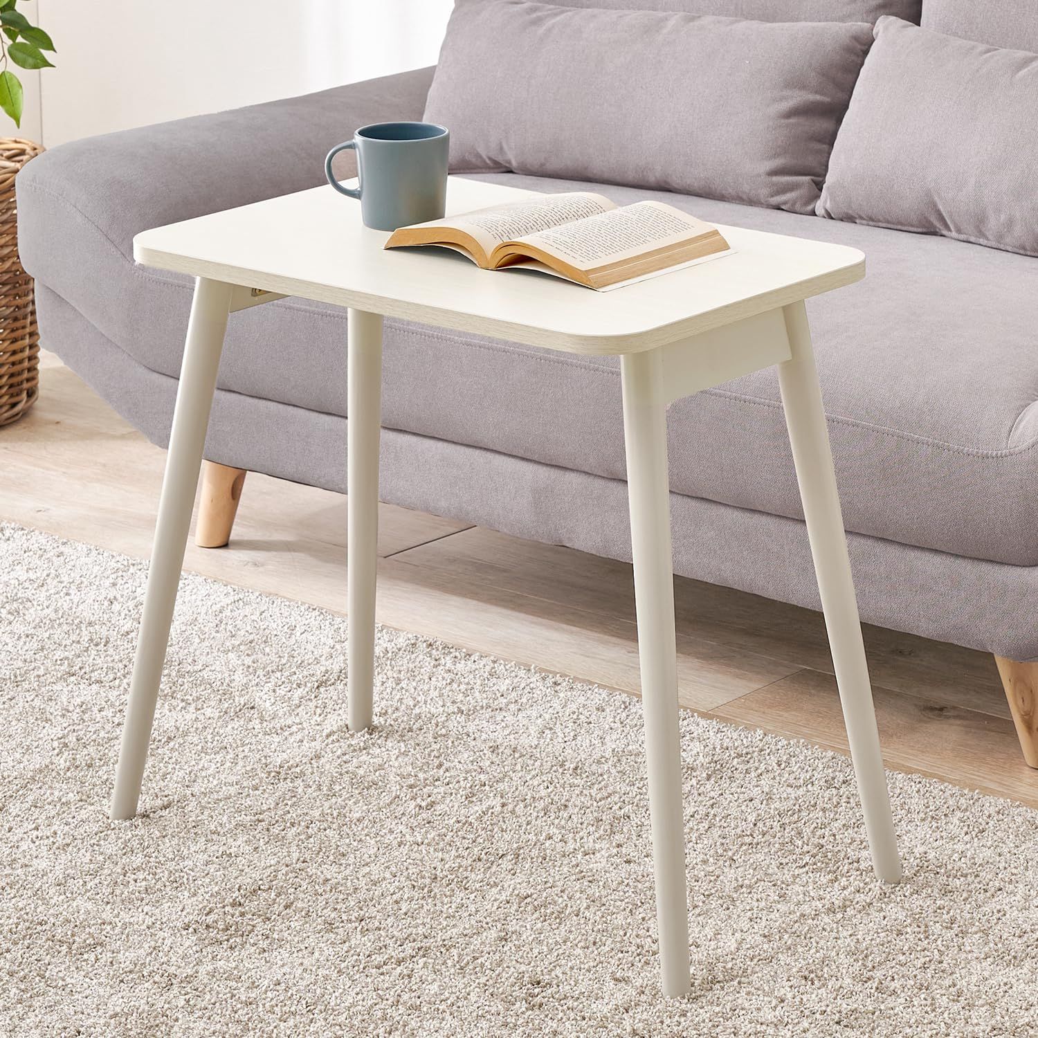 特価商品　パソコンデスク ソファテーブル 折りたたみ式 コンパクト 高め 幅 68 奥行 テーブル 40 高さ 60 萩原 ホワイト MT-6484WS