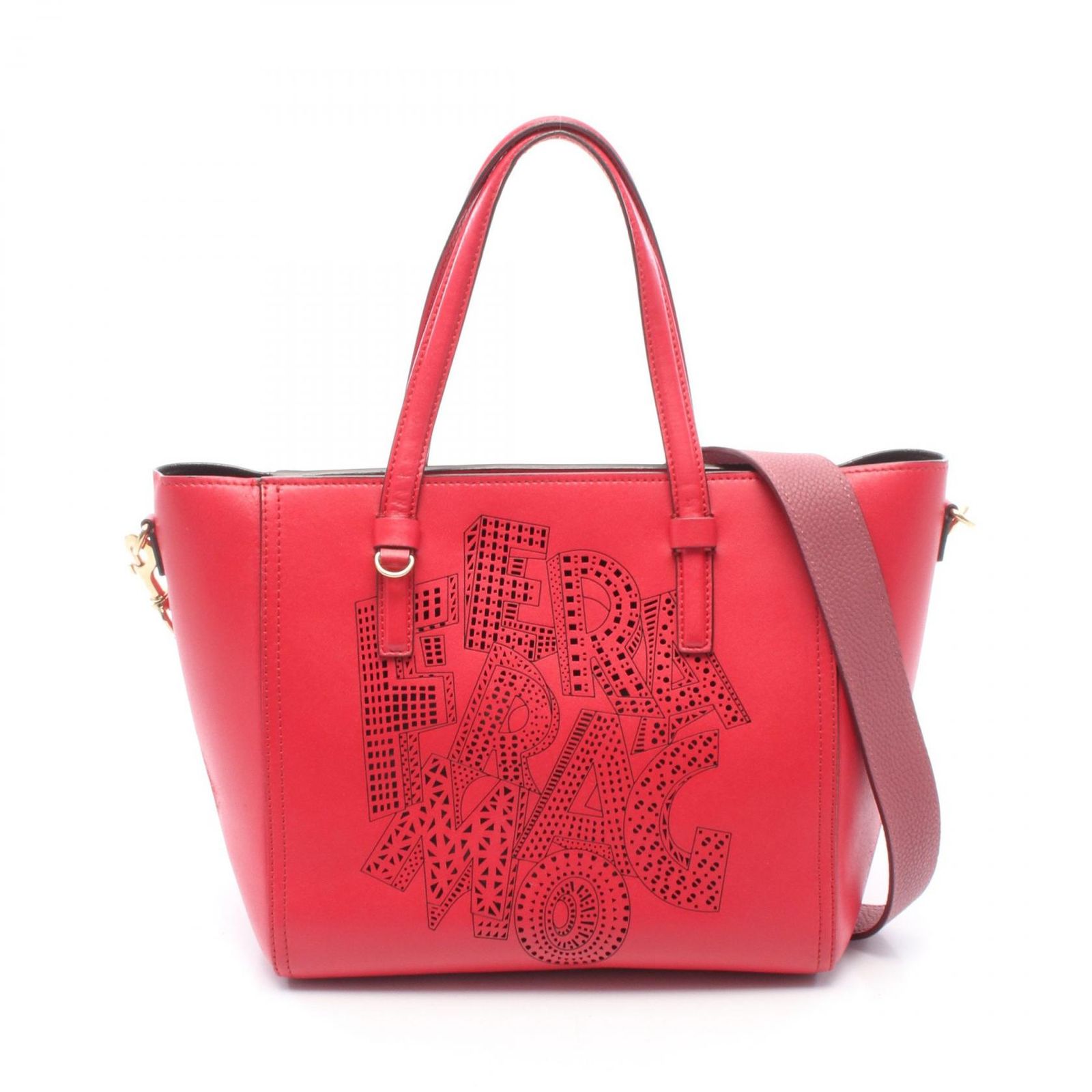 サルヴァトーレフェラガモ Salvatore Ferragamo ハンドバッグ ボニー レタリング 2WAY ピンク レザー ボニー レタリング 2wayハンド レディース Used B