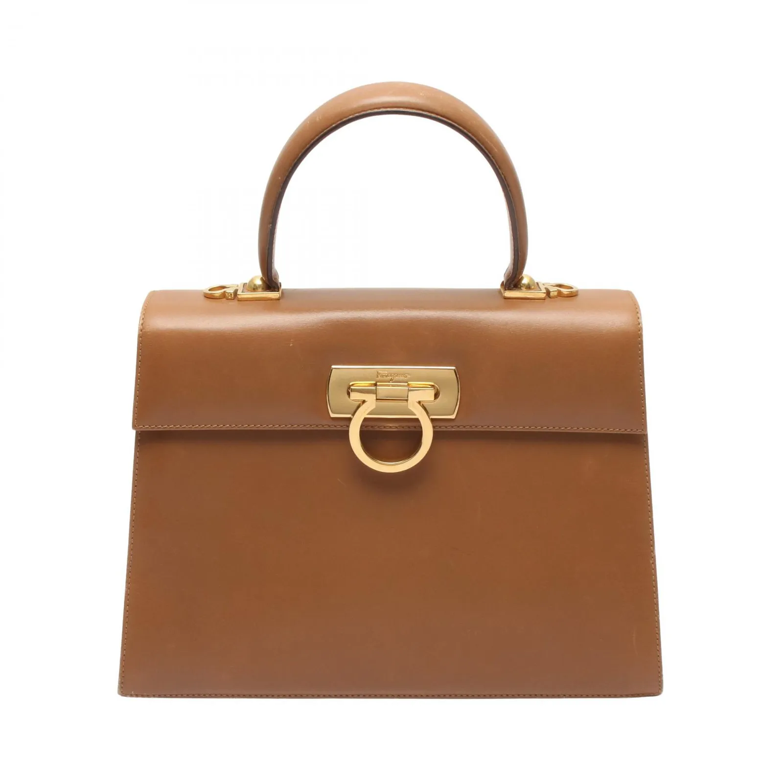 Salvatore Ferragamo ガンチーニ　ハンドバッグ　レザー　茶 サルヴァトーレフェラガモ Salvatore Ferragamo ハンドバッグ