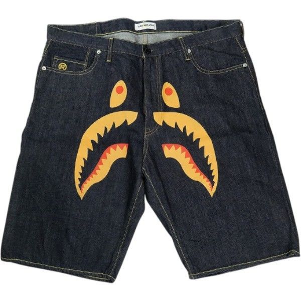 Size【XXL】 A BATHING APE ア ベイシング エイプ デニムシャークショーツ インディゴ 【中古品-良い】 30011463