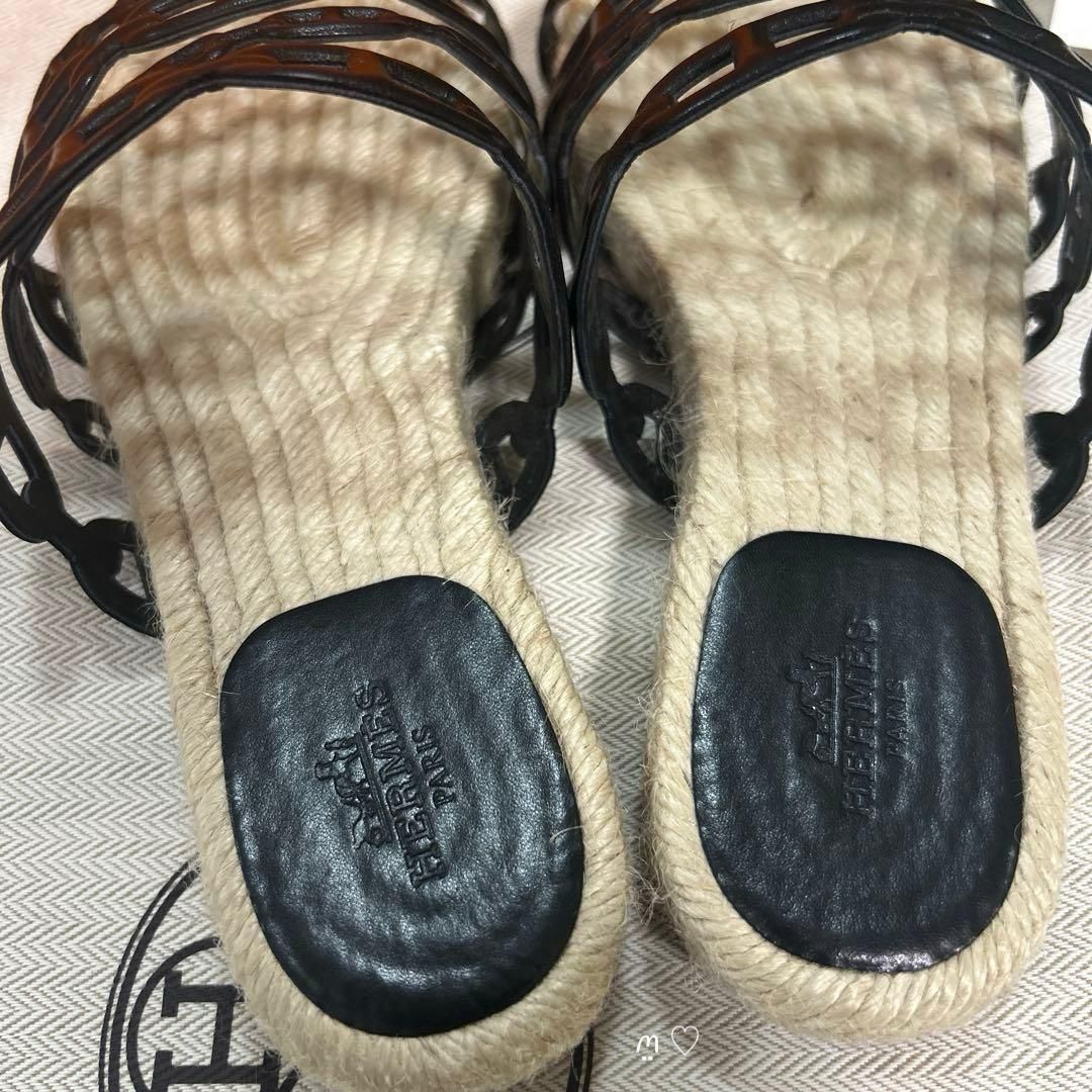 エルメス アンコーヌ35 シェーヌダンクルストラップ フラットサンダル 