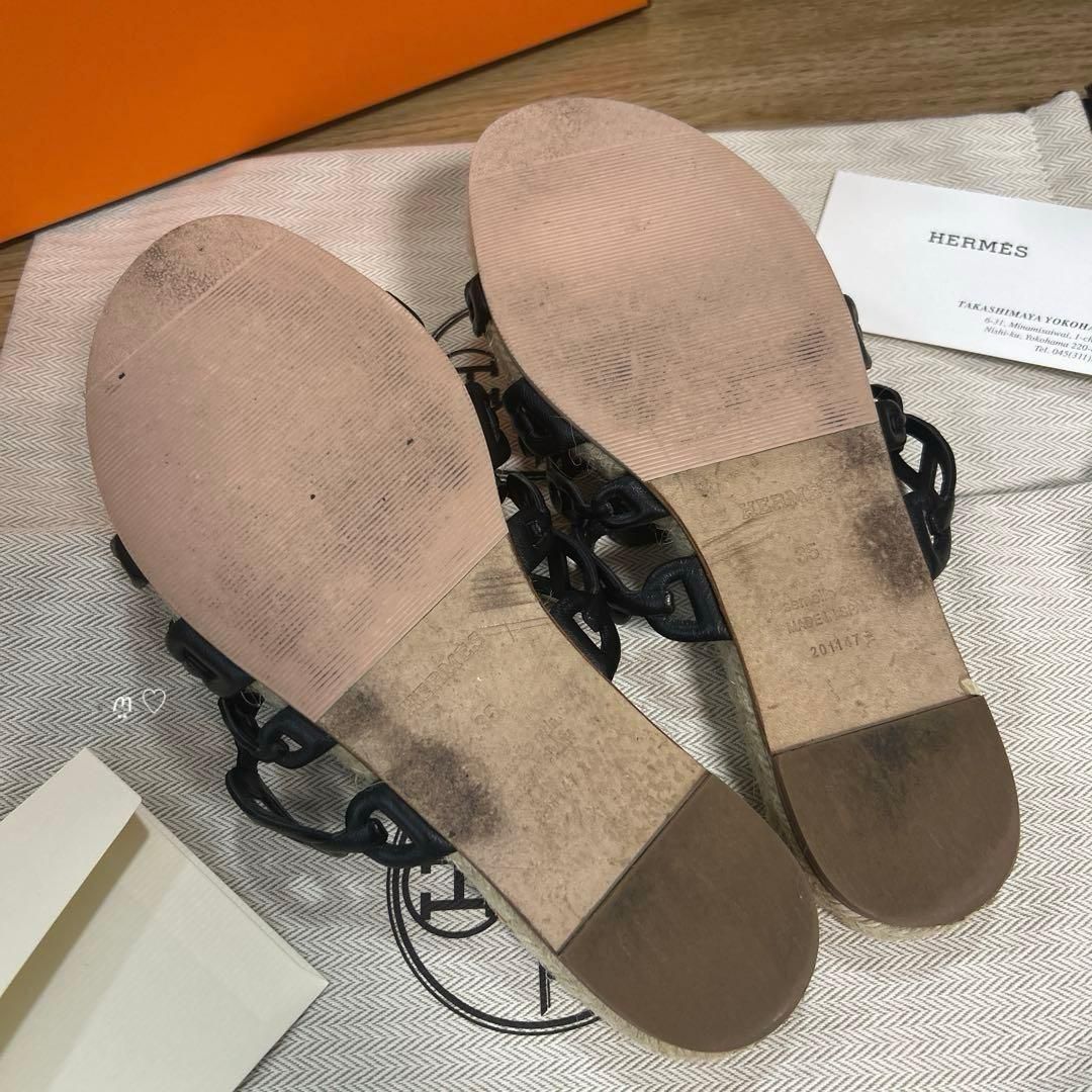エルメス アンコーヌ35 シェーヌダンクルストラップ フラットサンダル 