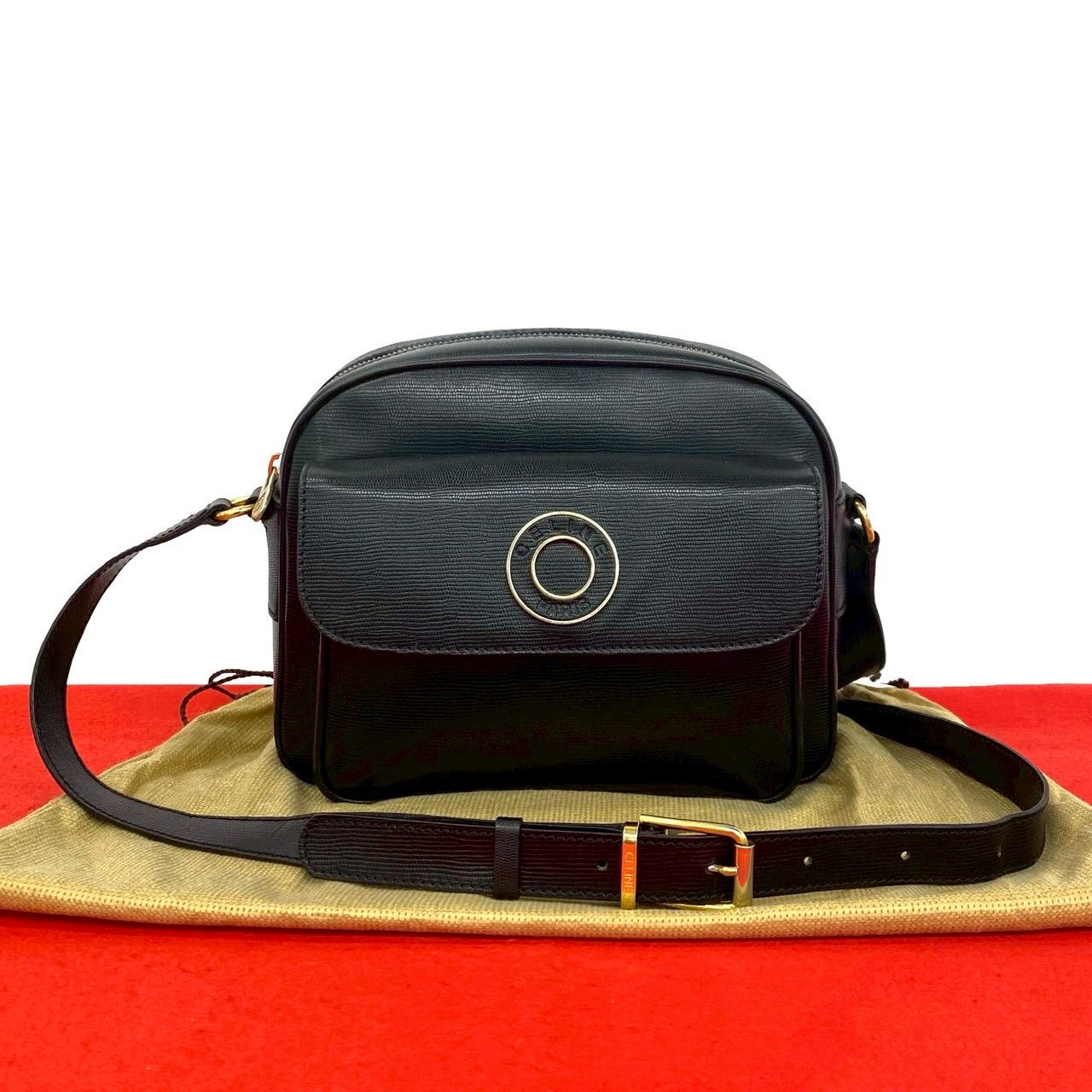 美品 セリーヌ ヴィンテージ ショルダーバッグ サークルロゴ金具 レディー 本革 極 美品 袋付き CELINE セリーヌ ヴィンテージ サークルロゴ 金具