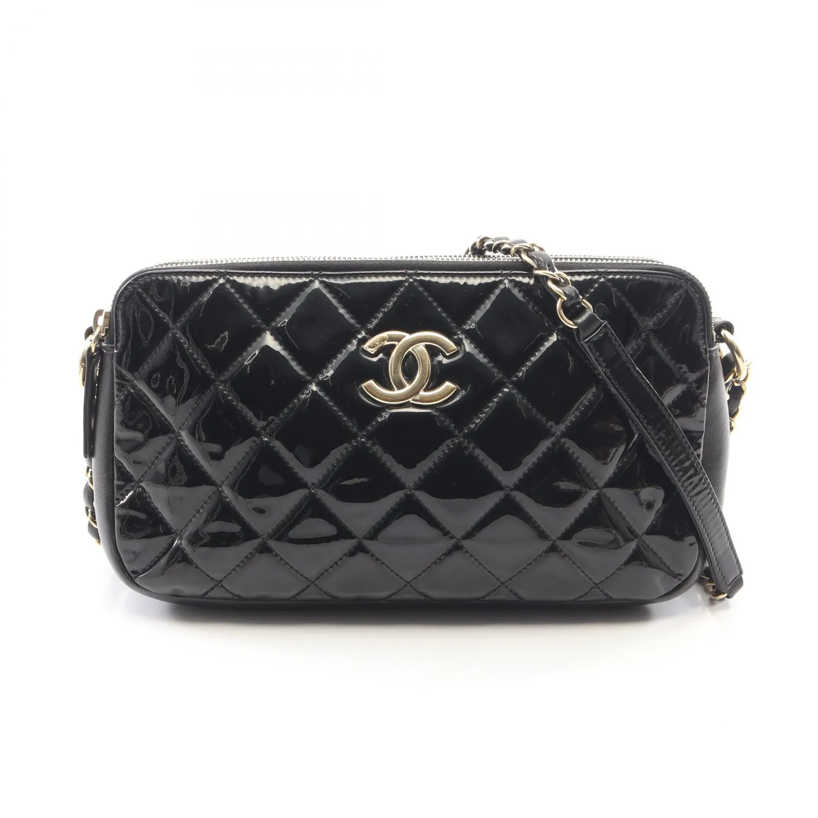 シャネル CHANEL ショルダーバッグ マトラッセ ブラック パテント