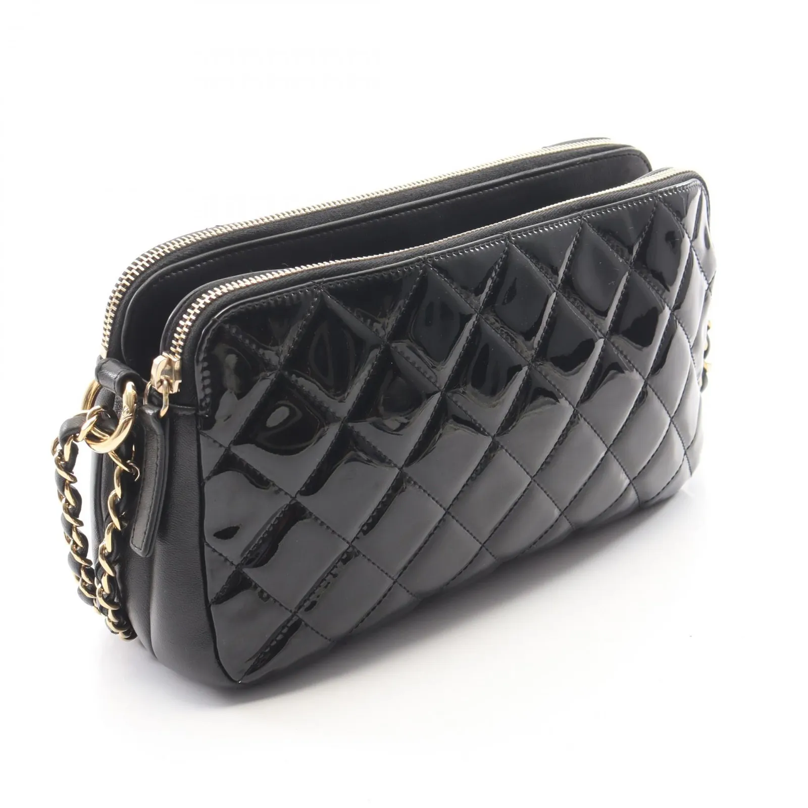 シャネル CHANEL ショルダーバッグ マトラッセ ブラック パテント