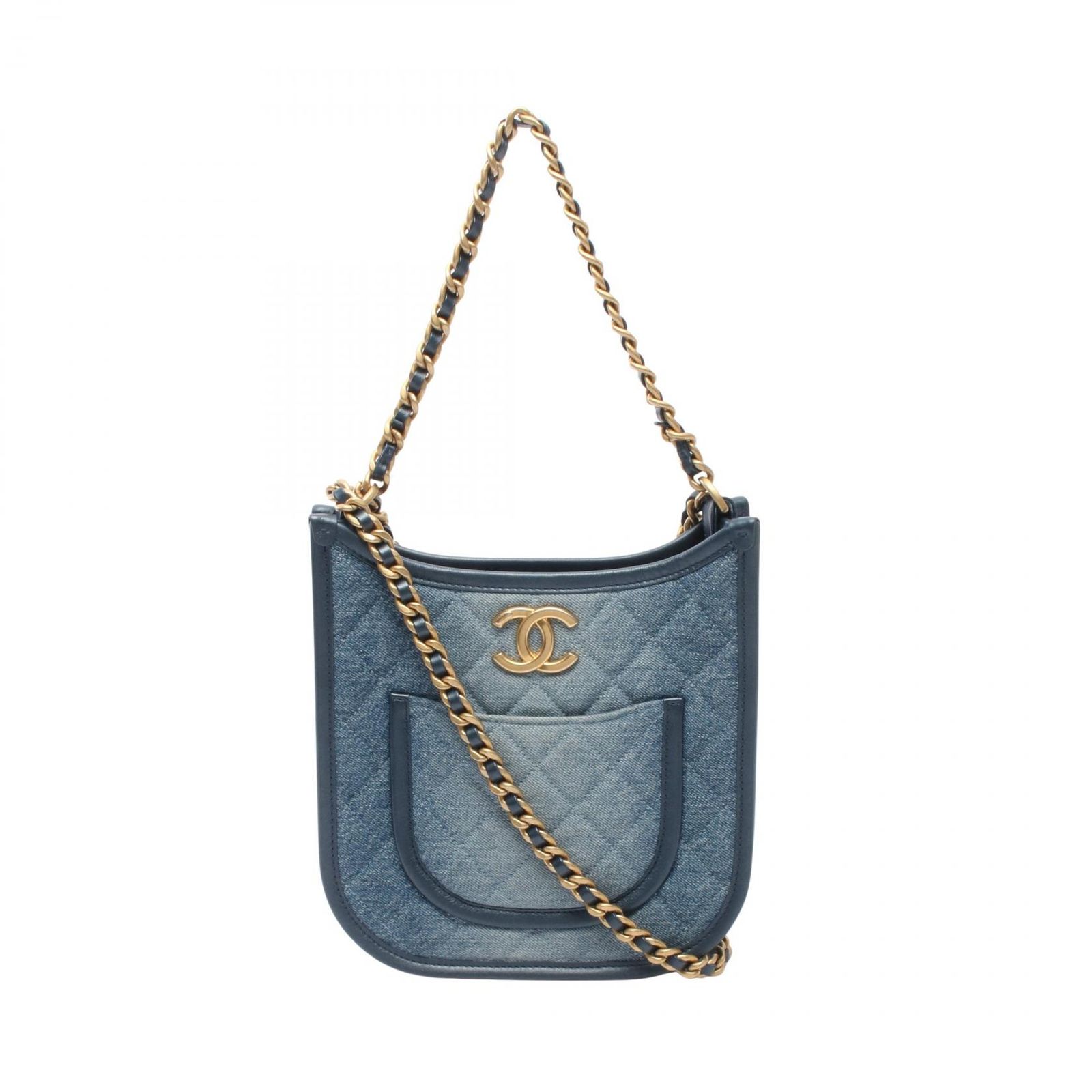 シャネル CHANEL ショルダーバッグ マトラッセ ホーボー AS4532 デニムブルー デニム レザー マトラッセ ホーボーバッグ レディース Used A