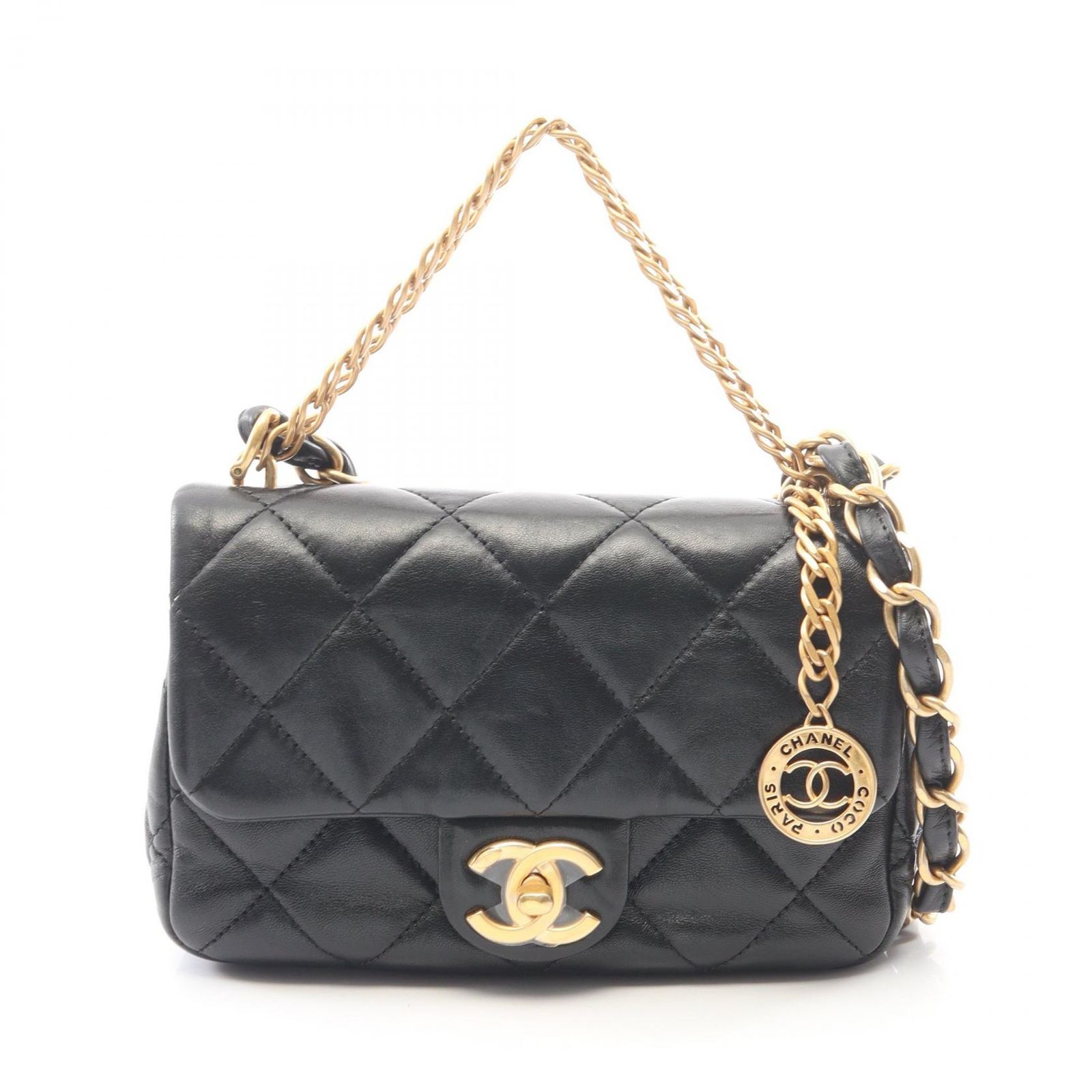 シャネル CHANEL ショルダーバッグ マトラッセ スモールフラップ 2WAY AS4012 ブラック ラムスキン（羊革） マトラッセ スモールフラップ チェーンショルダー レディース
