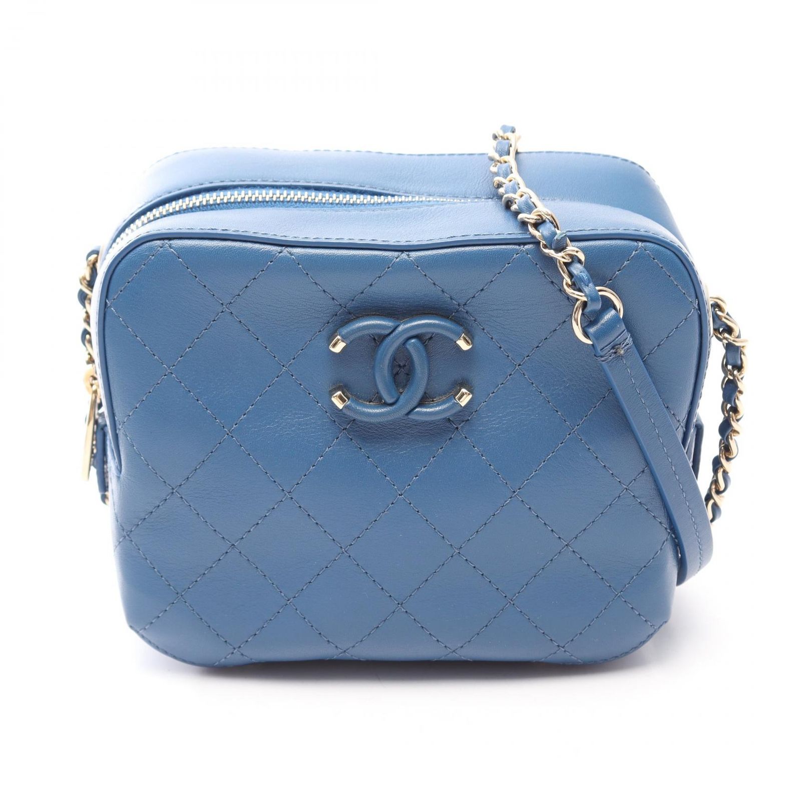 シャネル CHANEL ショルダーバッグ マトラッセ スモール カメラバッグ AS0538 ブルー レザー マトラッセ スモール カメラバッグ レディース Used A