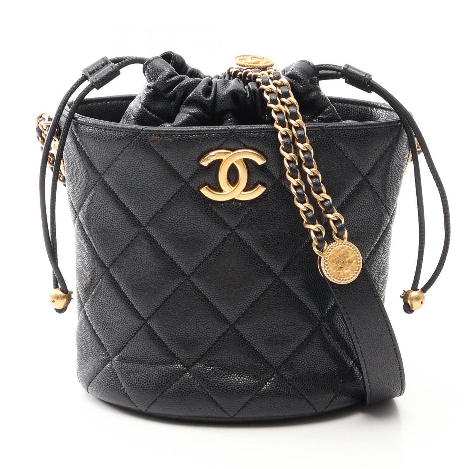シャネル CHANEL ショルダーバッグ マトラッセ ドローストリング バケットバッグ AS3371 ブラック キャビアスキン(グレインドカーフ) マトラッセ ドローストリング バケットバッグ