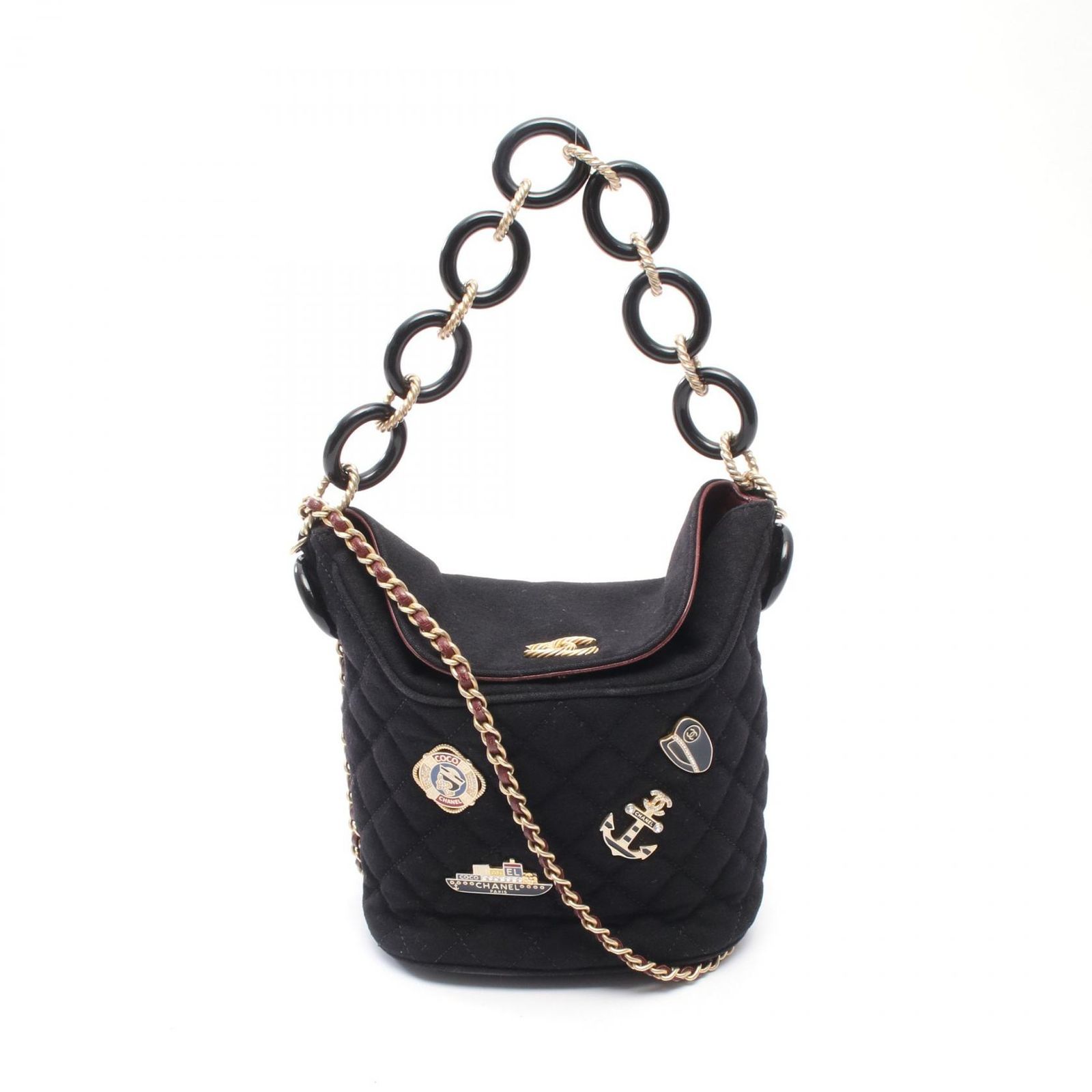 シャネル CHANEL ショルダーバッグ パリハンブルク マトラッセ 2WAY A57868 ブラック ウール レザー パリハンブルク 2wayチェーンショルダー レディース Used B