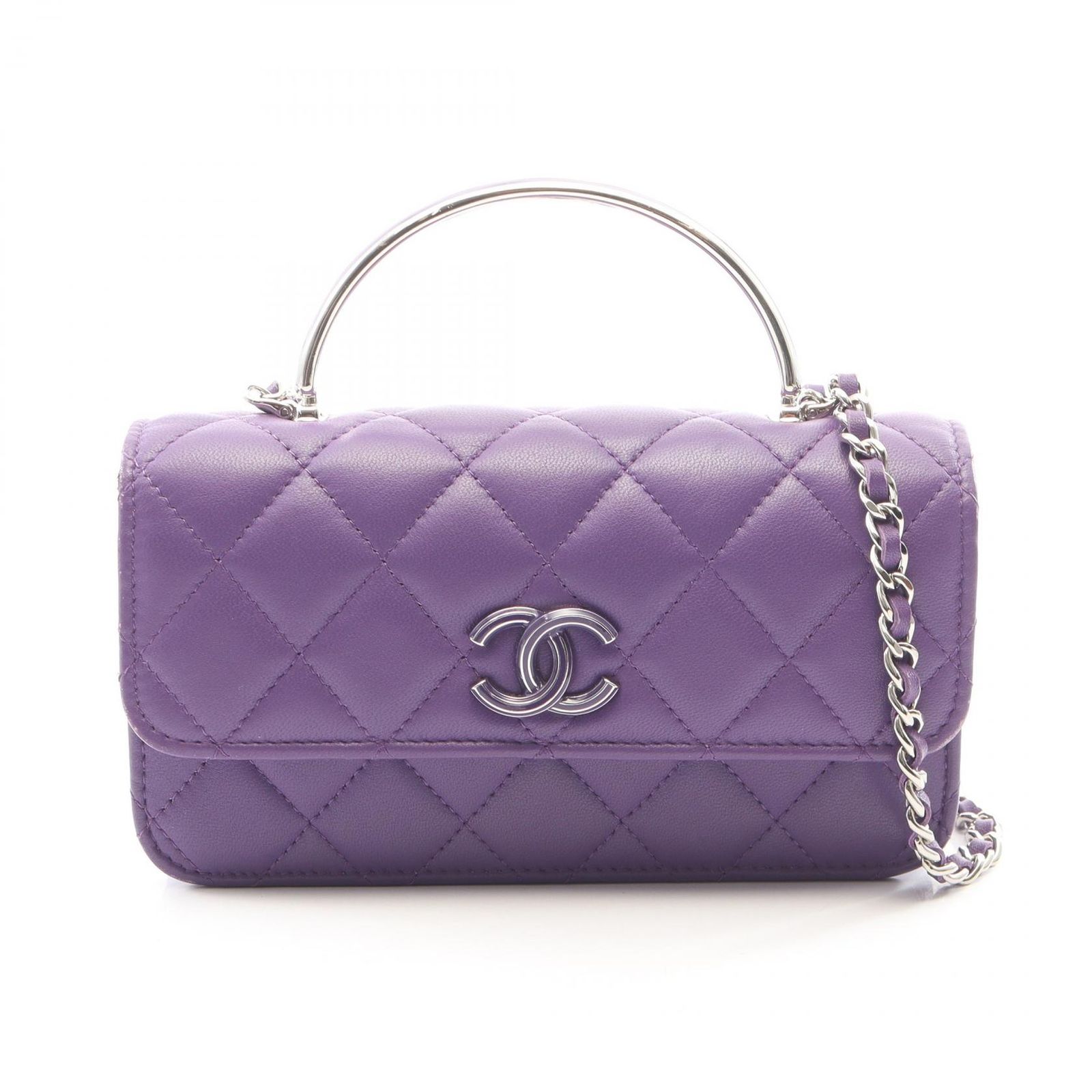 シャネル CHANEL ショルダーバッグ マトラッセ トップハンドル ミニ 2WAY AP2755 パープル ラムスキン（羊革） マトラッセ トップハンドル ミニ チェーンウォレット