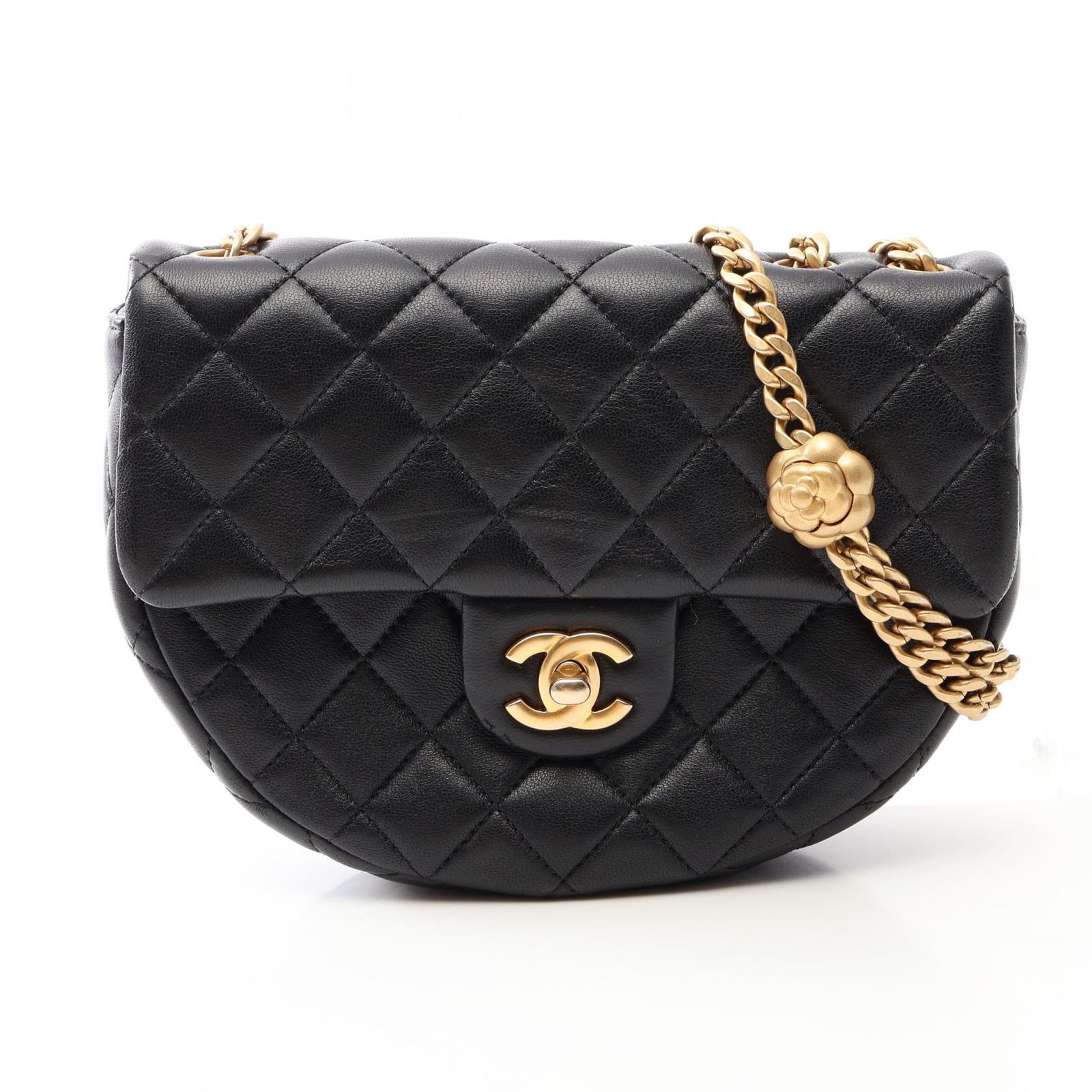 シャネル CHANEL ショルダーバッグ マトラッセ カメリア AS4001 ブラック ラムスキン（羊革） マトラッセ チェーンショルダー レディース Used A