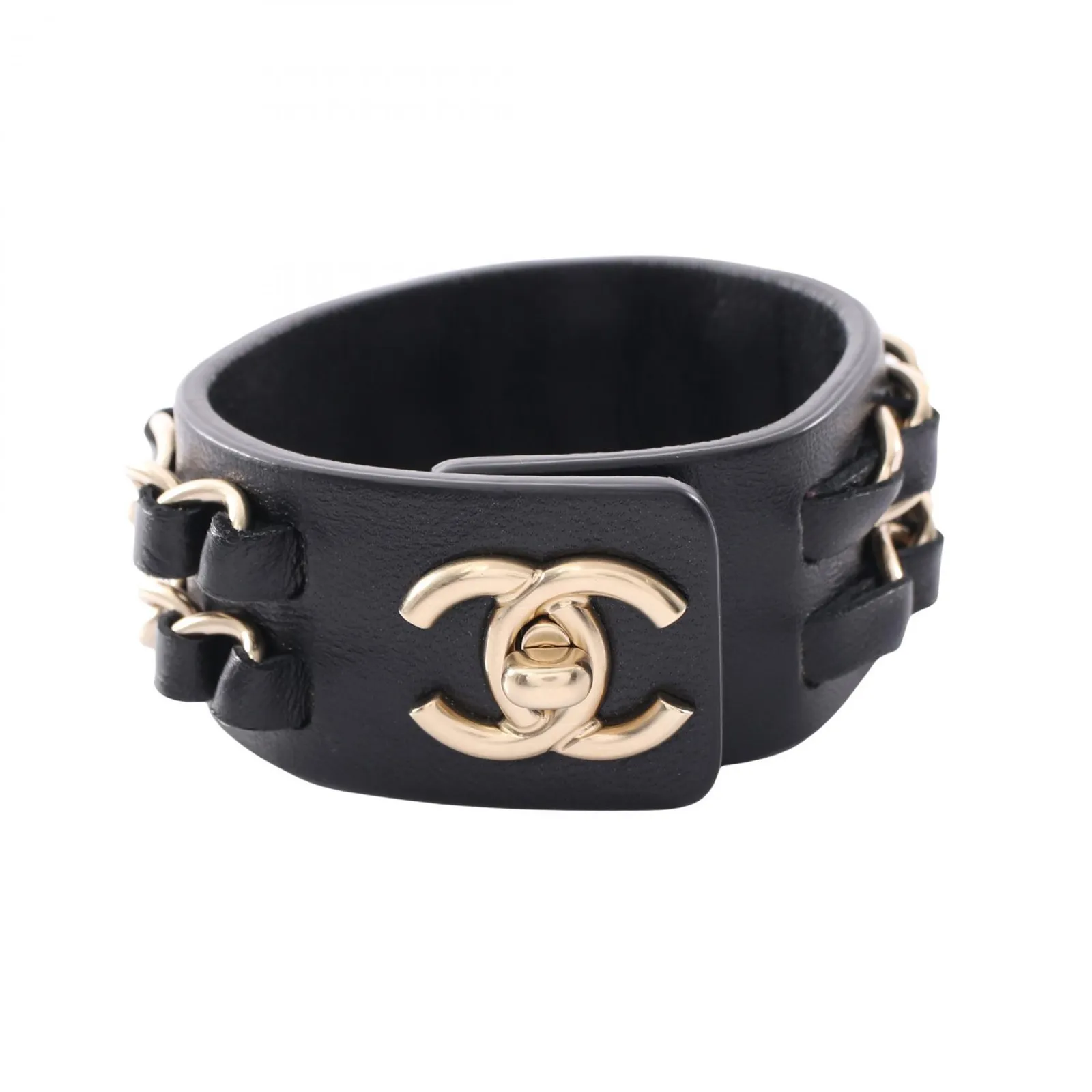 シャネル CHANEL ブレスレット ココマーク ターンロック レザー GP