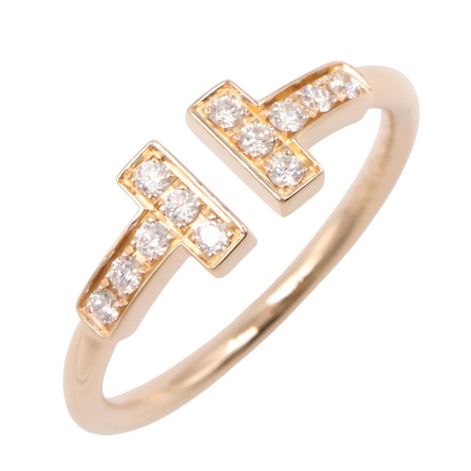 ティファニー TIFFANY＆CO リング・指輪 Tワイヤー ダイヤ リング K18PG（ピンクゴールド） ダイヤモンド Tワイヤー ダイヤ リング レディース Used A