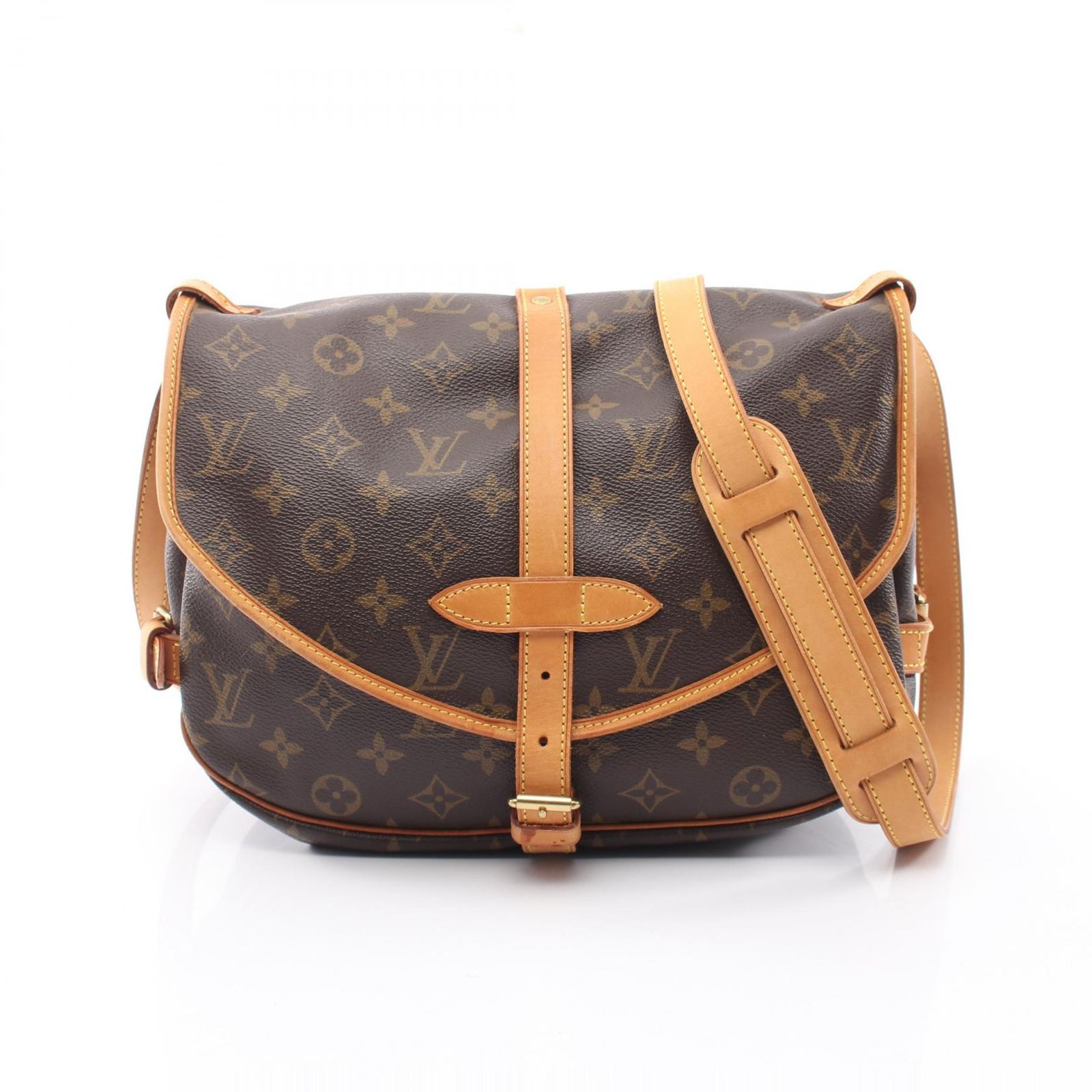 ルイ・ヴィトン LOUIS VUITTON ショルダーバッグ ソミュール30 モノグラム M42256 PVCコーティングキャンバス レザー ソミュール30 レディース Used B