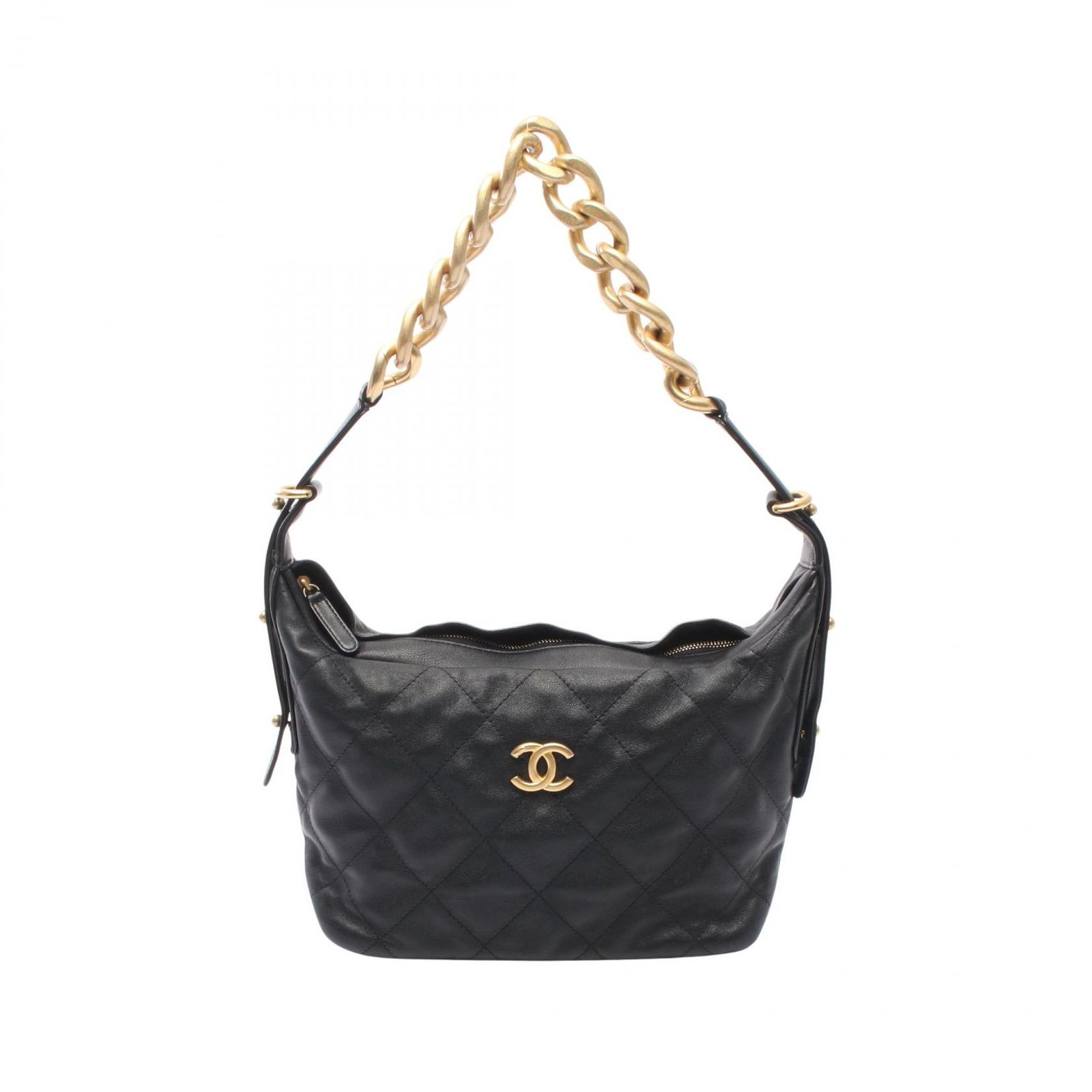 シャネル CHANEL ショルダーバッグ マトラッセ ホーボーバッグ ブラック ラムスキン（羊革） マトラッセ ホーボーバッグ レディース Used A