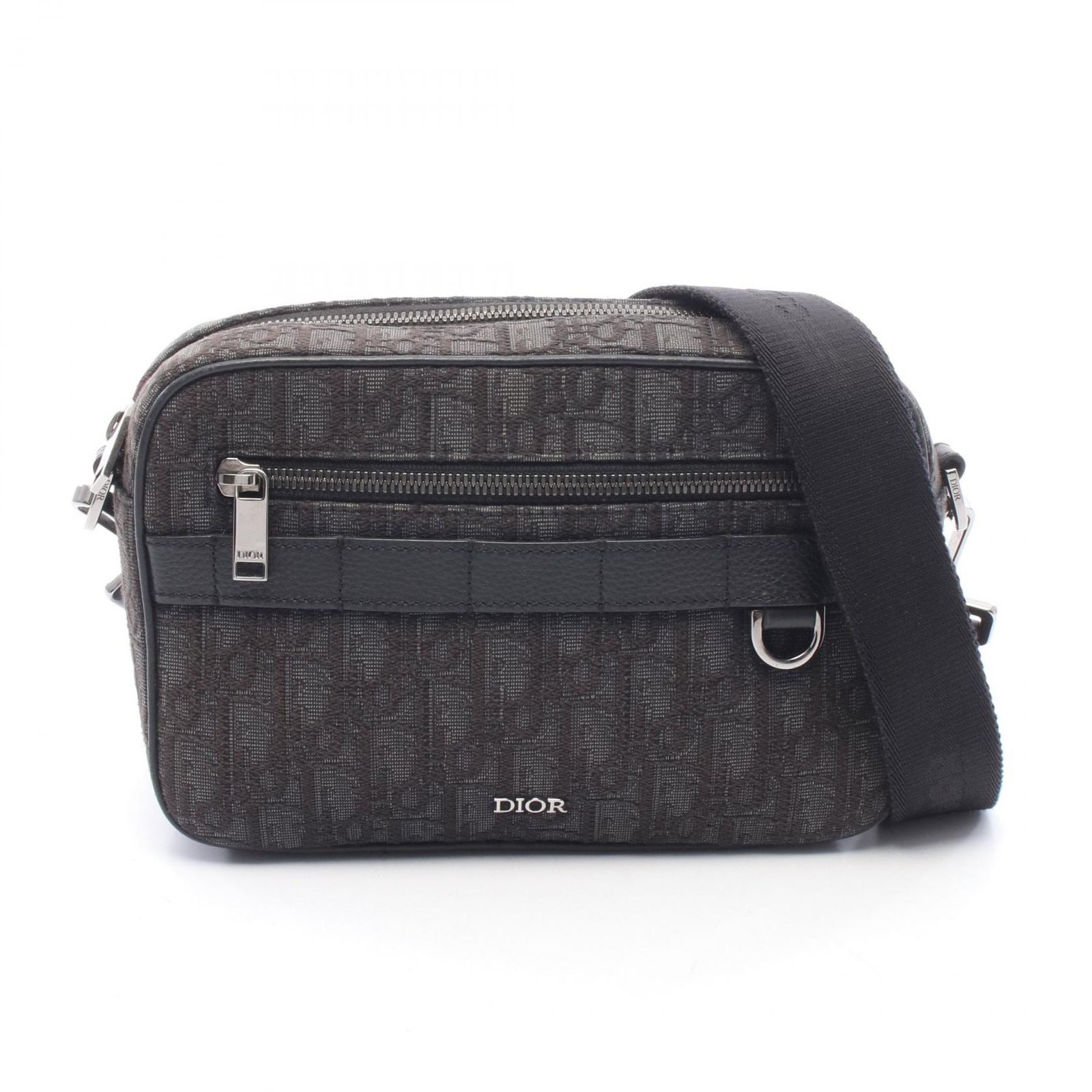 クリスチャンディオール Christian Dior Safari サファリ オブリーク ショルダーバッグ バッグ キャンバス レザー メンズ ブラック系 / グレー系 【中古】 クリスチャンディオール Christian Dior ショルダーバッグ Safari