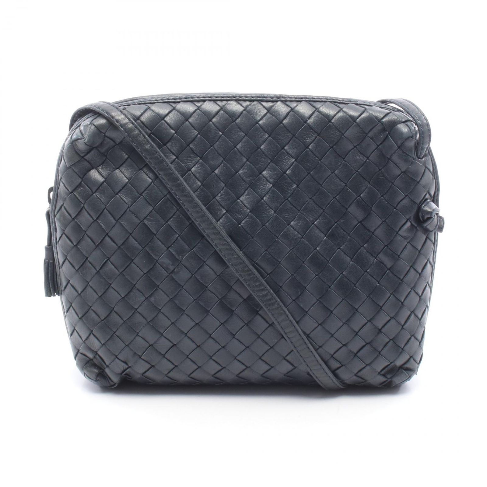ボッテガヴェネタ BOTTEGA VENETA ショルダーバッグ イントレチャート ネイビー レザー イントレチャート ショルダーバッグ ミラー付 レディース Used B