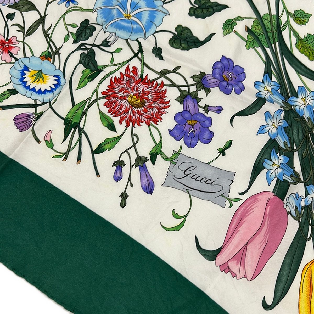 GUCCI(グッチ) スカーフ - 白×グリーン×マルチ 花柄 - メルカリ